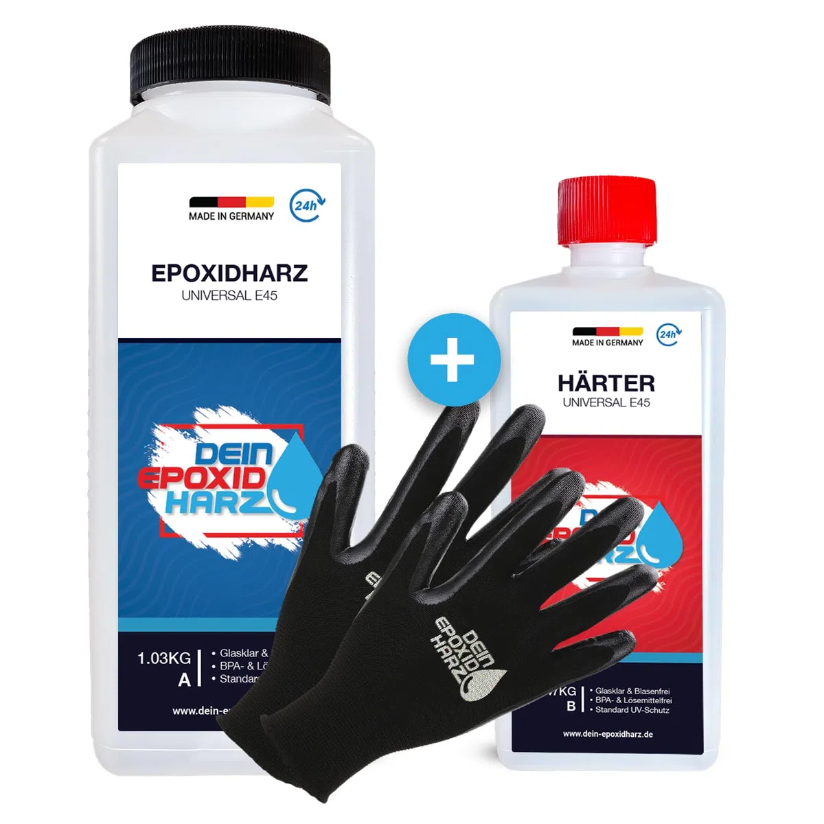Resina epossidica con indurente | set GfK da 1,5 kg | qualità professionale trasparente e inodore | resina colata per legno + guanti protettivi