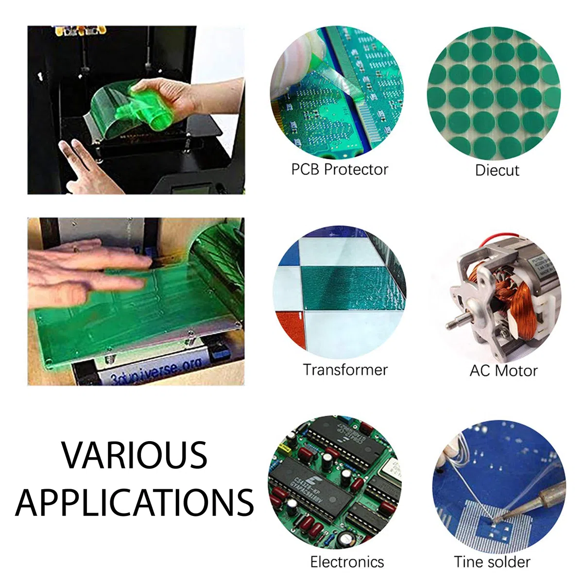 ACIT 2 rotoli di nastro alta temperatura, adesivo in poliestere, nastro in PET con adesivo in silicone, ideale per pittura termica, anodizzazione, stampanti 3D (66m x 50mm)