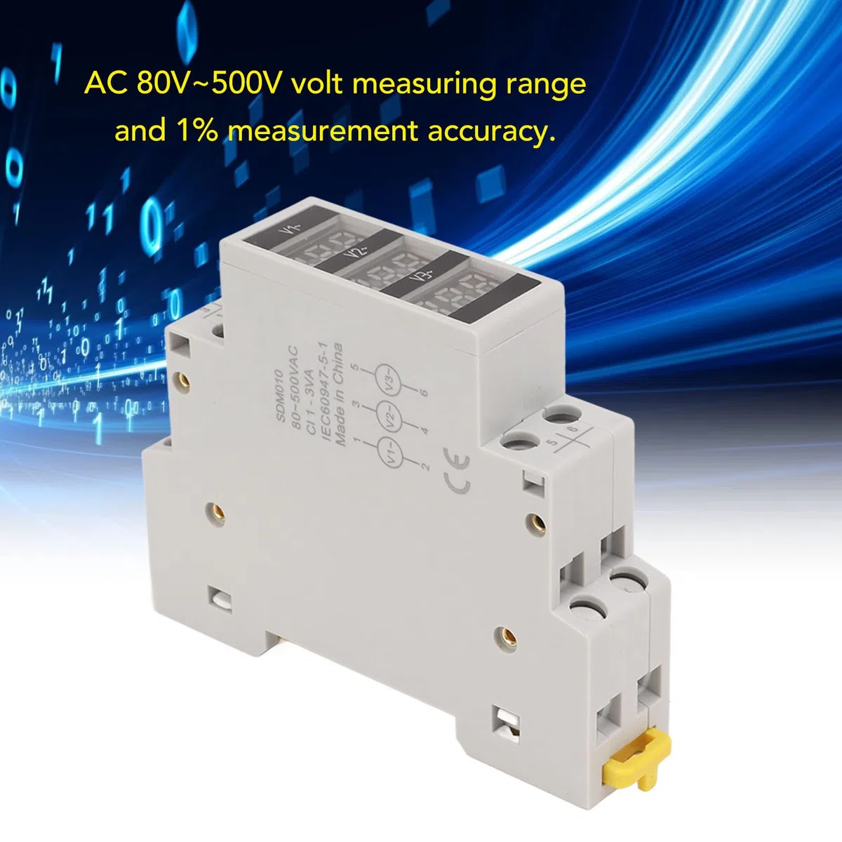 Voltmetro Voltmetro Wincal, Display Digitale Trifase Ac 80-500 V Morsetto Passante Guida Din, Protezione Da Sovratensione E Sottotensione Amperometro Per Le Misurazioni