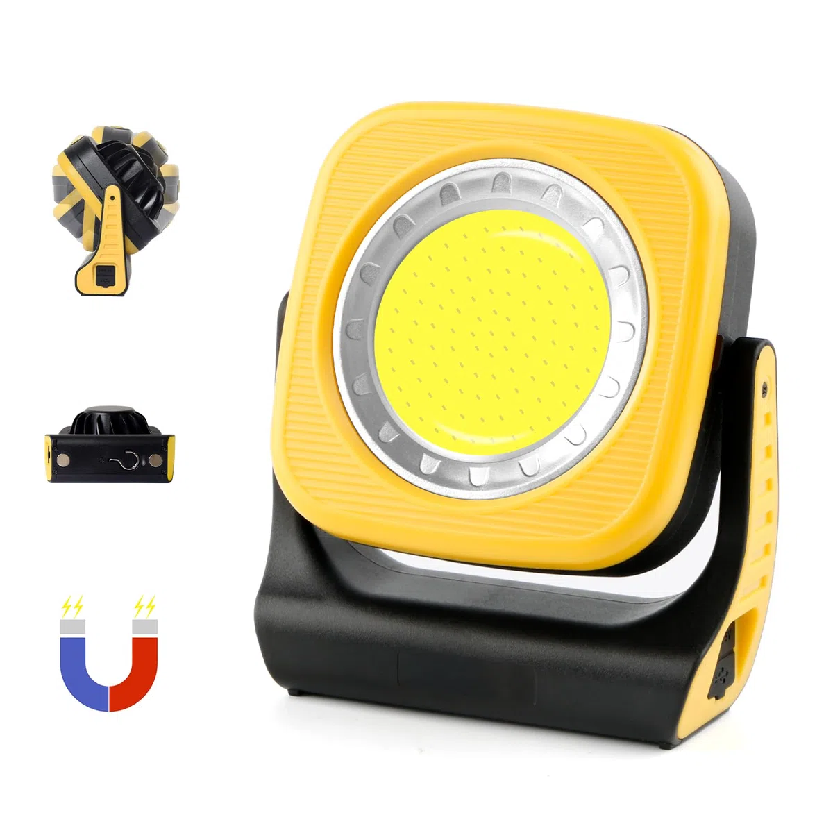 Lampada da Lavoro a LED Ricaricabile con Magnetico,Lunga Autonomia | 2 modalità, orientabile, 5000 mAh, 1000 LM, impermeabile, ideale per officine, riparazioni auto e cantieri