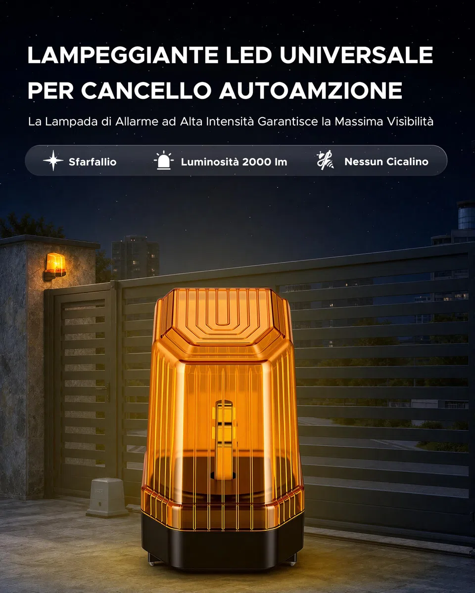 CO-Z Lampeggiante per Cancello Automatico 12V-265V AC/DC 2000 Lumen Lampeggiatore di Segnalazione Emergenza a LED Universale Compatibile con Motore Cancello Automazione CO-Z Impermeabilità IP54