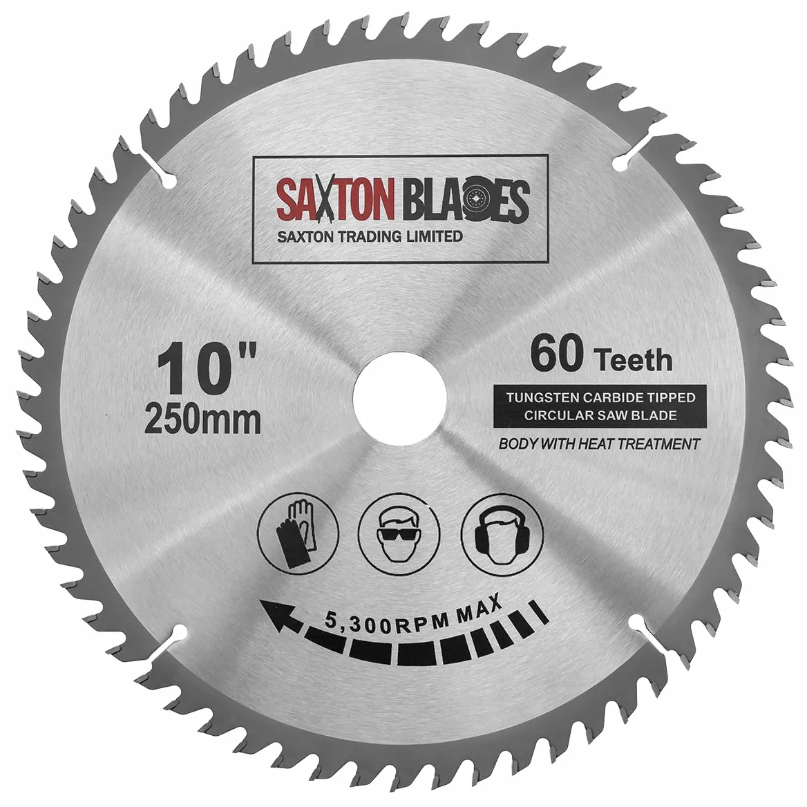 Saxton Lama da legno per sega circolare, 250 x 30 mm, con 60 denti per Bosch, Makita e altri, si adatta anche a seghe da 255 mm
