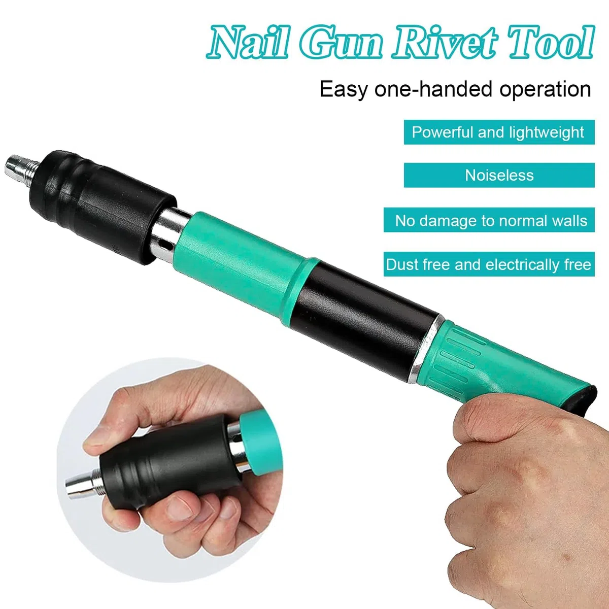 Pistola Sparachiodi Manuale Kit, Spara Chiodi per Cemento e Ferro, Chiodatrice, Sparachiodi Aria Compressa, con Occhiali di Sicurezza e 50 Chiodi Tondi, per Cemento e Ferro Ecc.