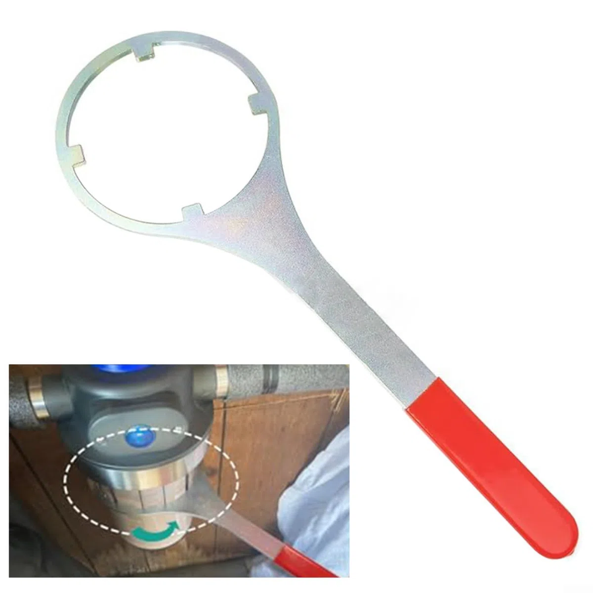 KiraKira Chiave in metallo per filtro dell'acqua da 12,2 cm, per sistemi di tutta la casa, per chiave in acciaio resistente con impugnatura, compatibile con i modelli 152037, 150295, WW34, SPBW-1