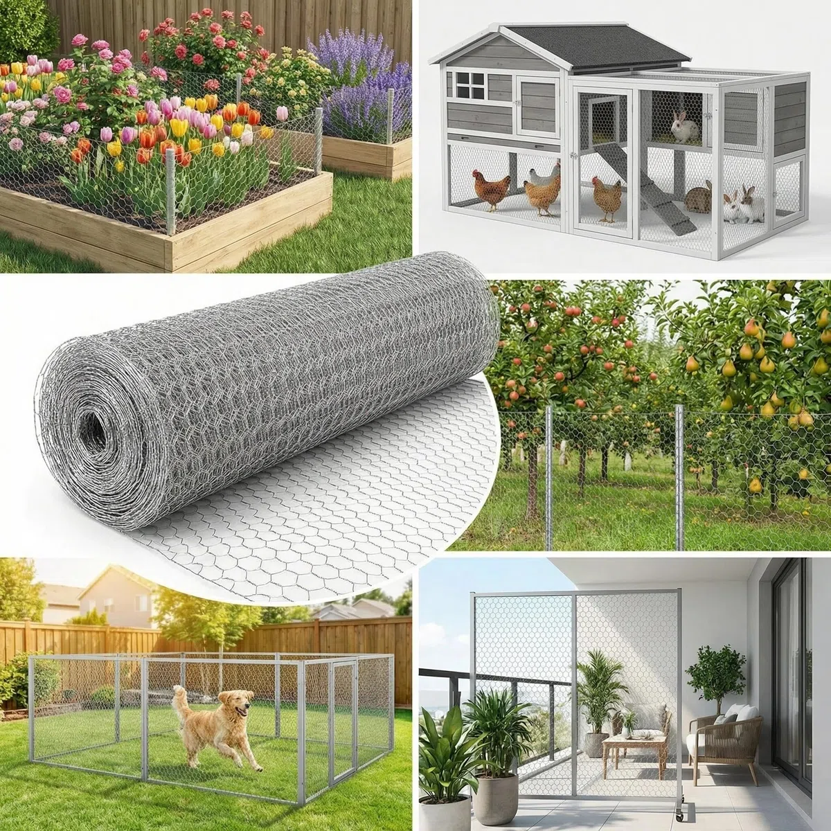 Amagabeli Rete Zincata Rinforzata, 12.7mm, 40cm x 8m, ad Alta Densità - Perfetta per Recinzione di Pollame, Animali Domestici, Orto e Protezione Piante - Antiruggine e Durevole