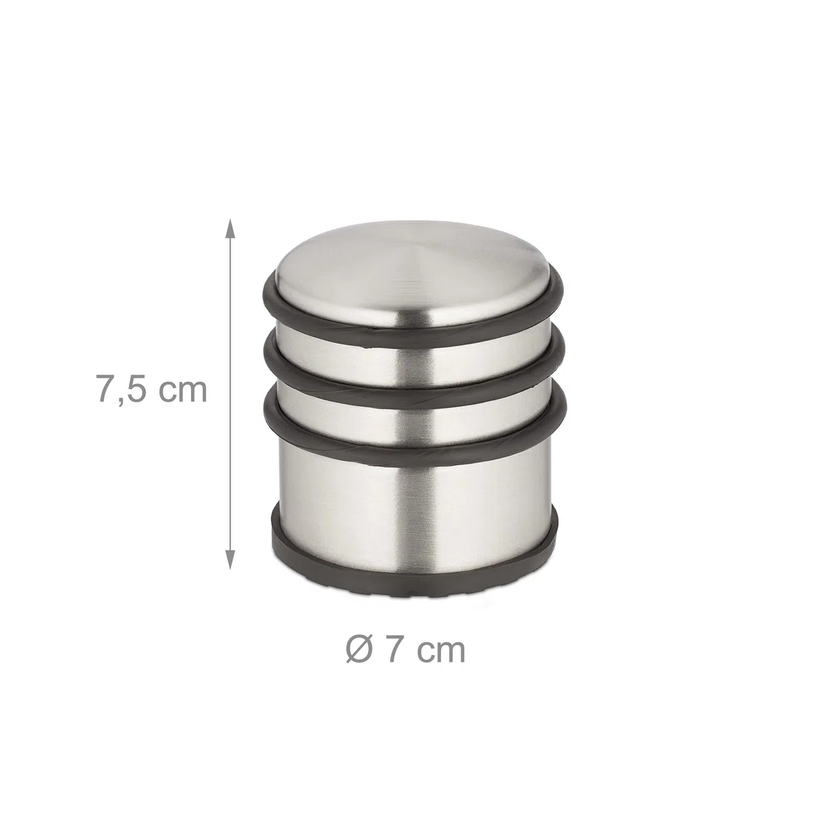 Relaxdays Fermaporta in Acciaio Inox, Set da 4, H x D: 7,5 x 7 cm, Blocca Porte Pesante e Antiscivolo, Argento Nero