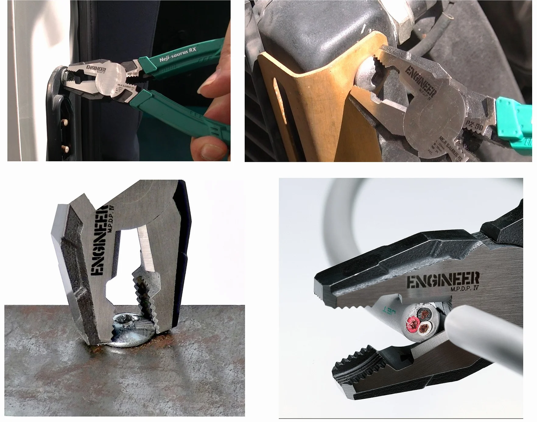 Large multi function combi pliers with neji-saurus 'damaged screw' extracting jaws. Made in Japan. Engineer pz-59