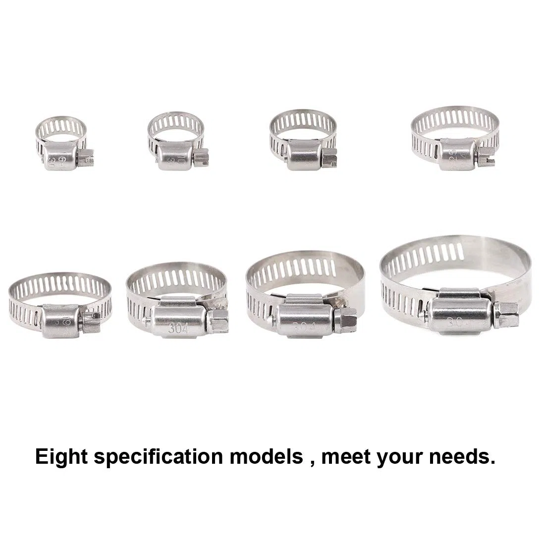 Glarks 100 pezzi regolabili 8-44 mm gamma 304 in acciaio inox vite senza fine kit assortimento di morsetti per tubo dell'acqua, idraulici, applicazioni automobilistiche e meccaniche
