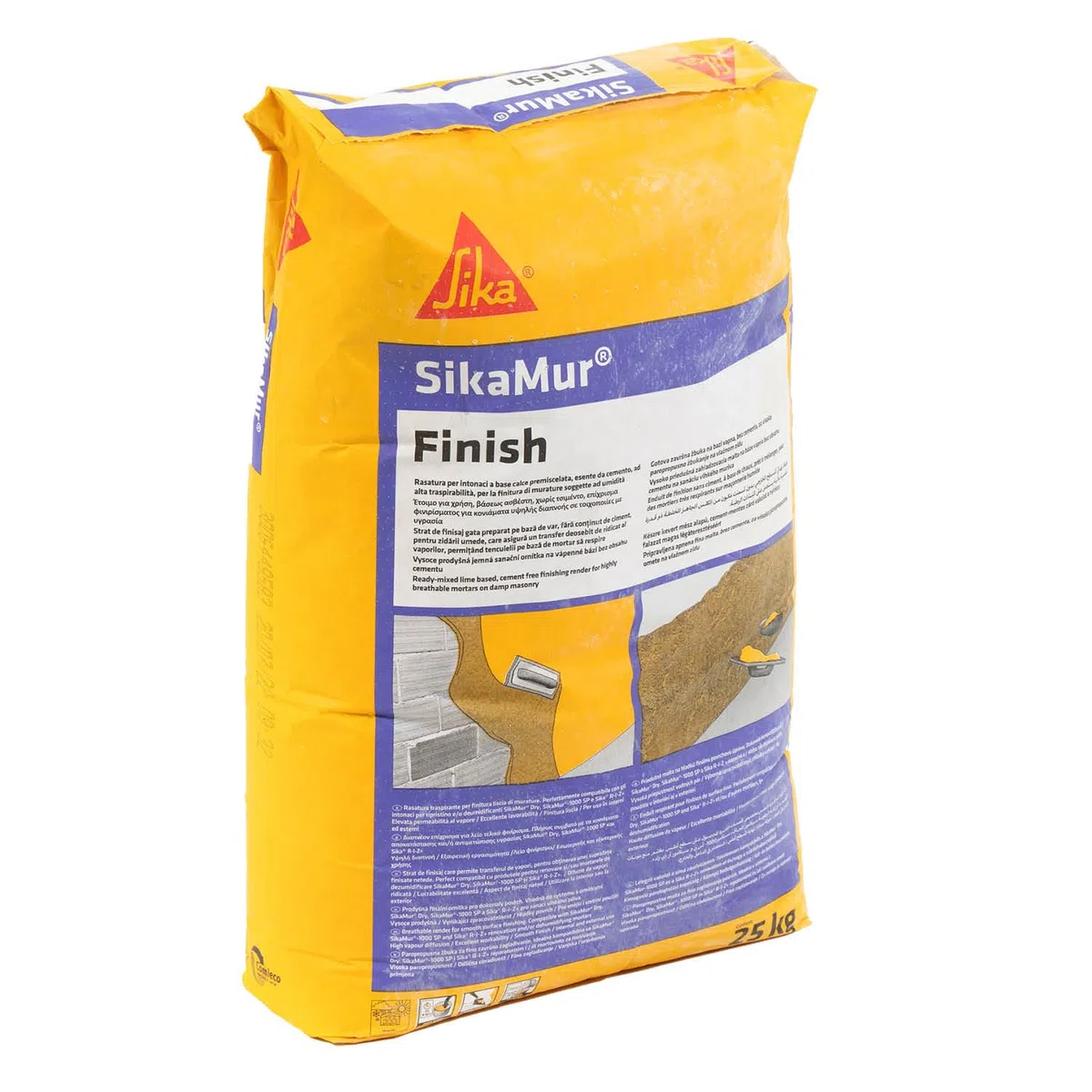 SIKA - Rasante superficiale per intonaci - SikaMur Finish, Bianco - Finitura liscia e traspirante per pareti trattate - Polvere premiscelata a basso spessore per risultati estetici top - 25kg