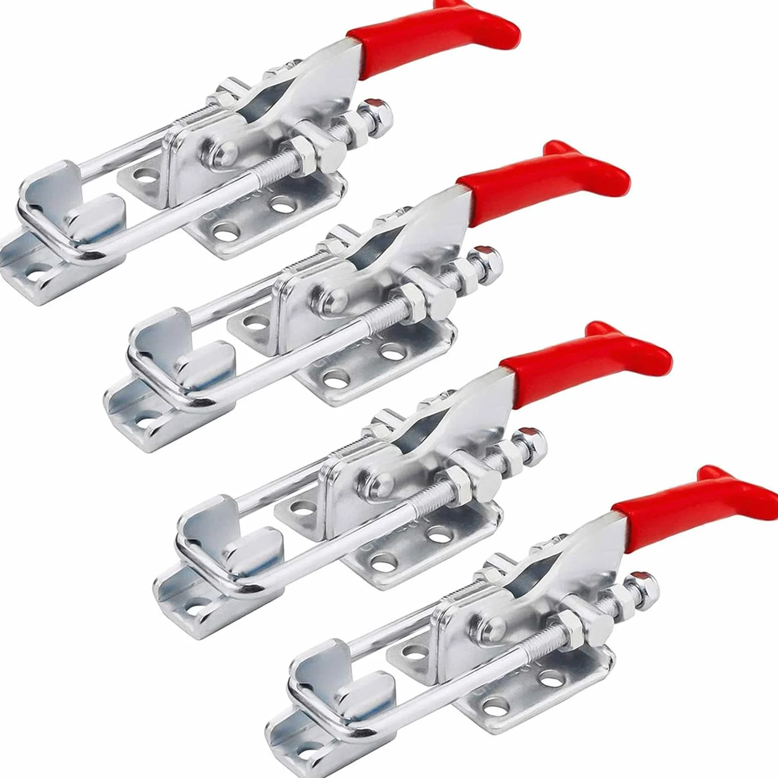 4 Pezzi Morsetti a Ginocchiera, Morsetto a Levetta in Metallo GH-431 318 kg/701 lb Toggle Clamp Blocco a Leva Morsetto a Levetta Chiusura a Scatto in Metallo per armadietto Porta Scatola