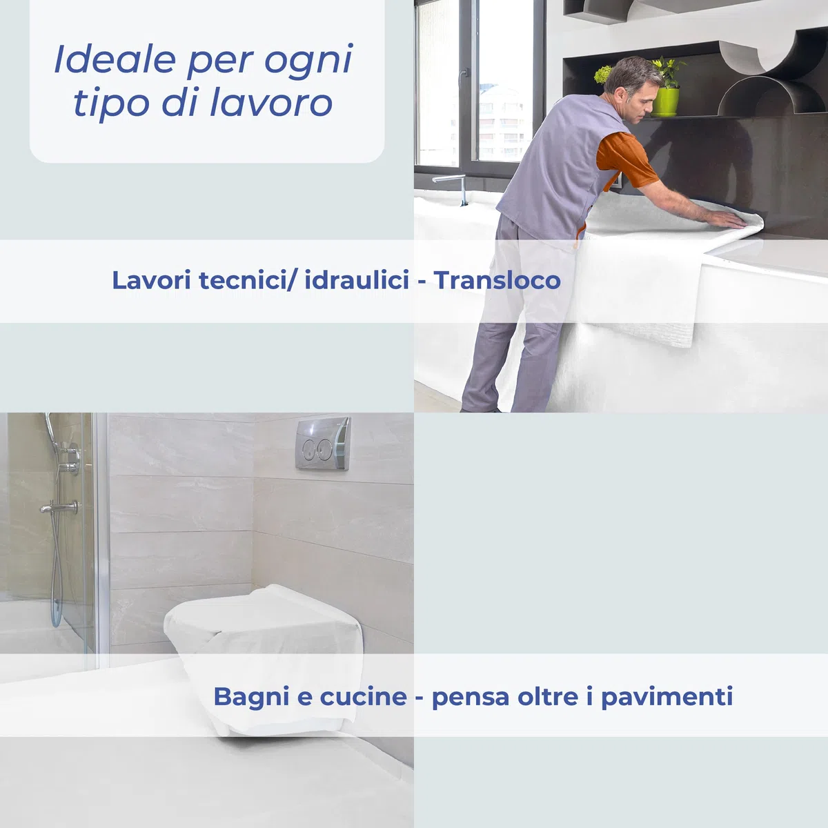 Protezione Pavimenti Feltro Autoadesivo | Copertura Temporanea per Ristrutturazione e Pittura | Antiscivolo e Impermeabile per Parquet, Piastrelle, Gres | 65 cm x 10 m (120 gr)
