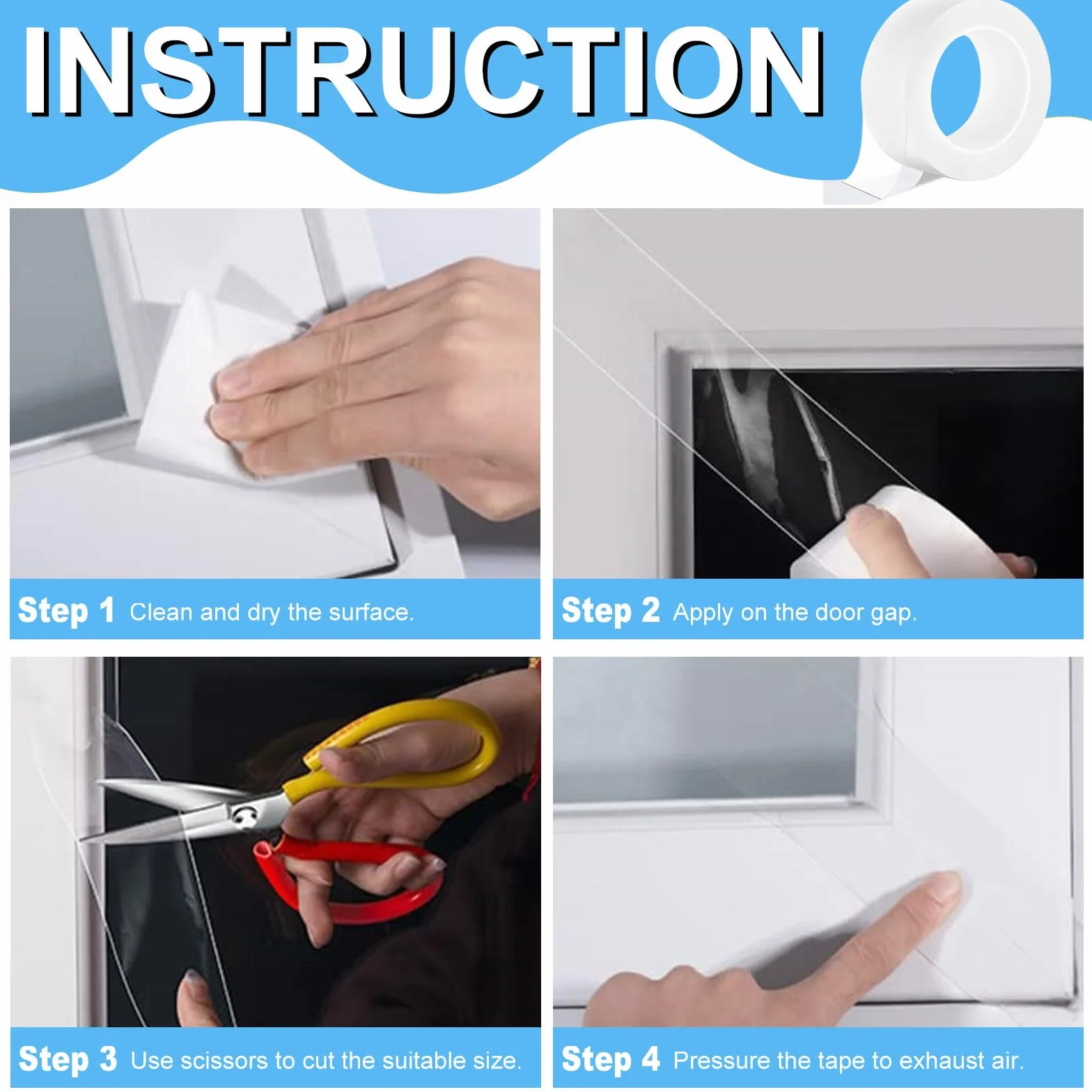 Nastro Sigillante Impermeabile Isolante per Porte Finestre 7 cm x 10 m Guarnizione Finestra Autoadesiva Striscia di Tenuta Trasparente Nastro Paraspifferi Resistente alle Intemperie