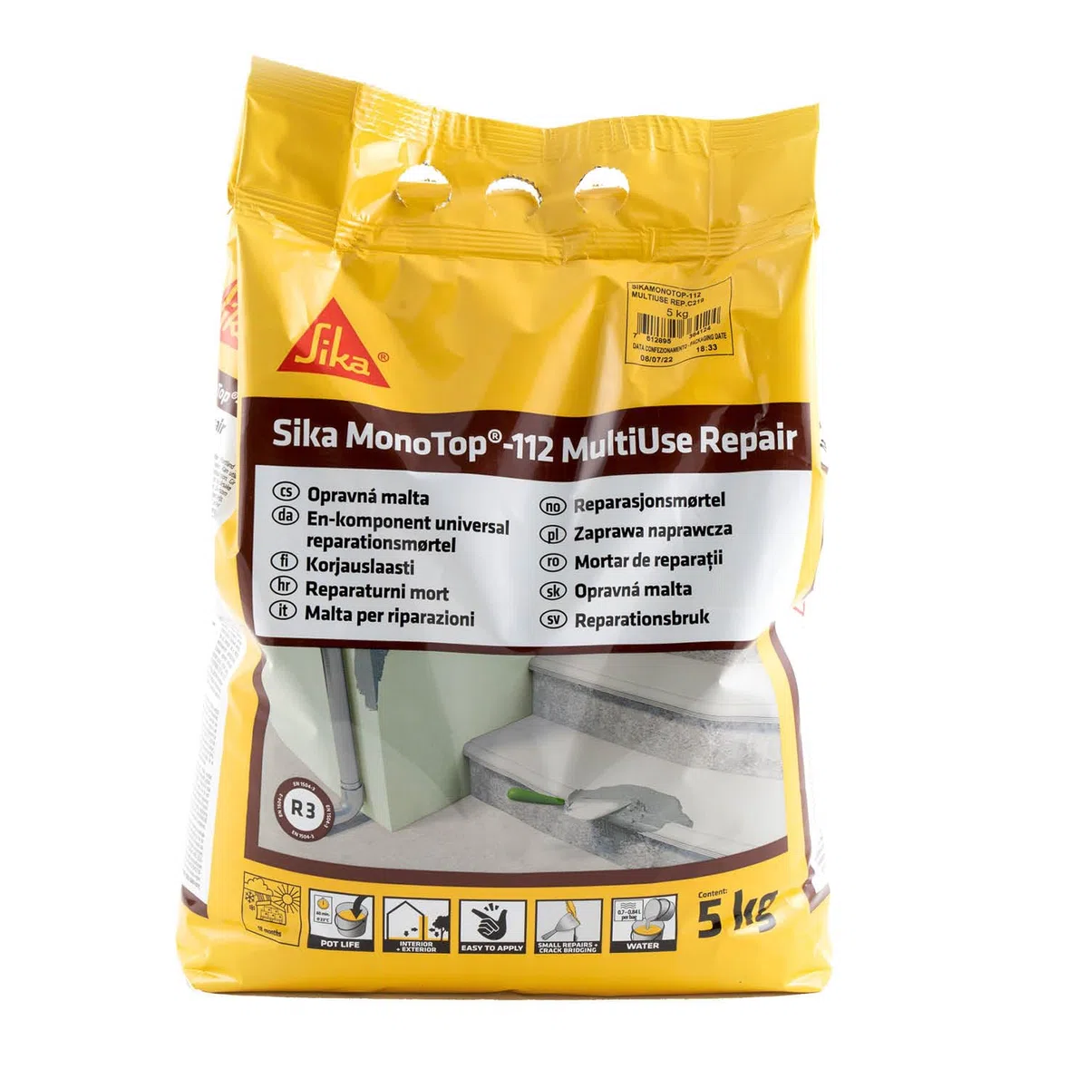 SIKA - Malta per ripristino calcestruzzo - Sika Monotop 112 MultiUse Repair - Pronta all'uso per riparazioni facili e durature su cemento e pilastri - Alta qualità per il tuo fai-da-te - 5kg