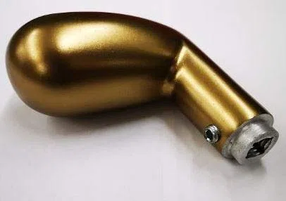 Mezza maniglia reversibile a forma di uovo con grano di fissaggio M6 finitura alluminio bronzato F4 con foro per quadro 8