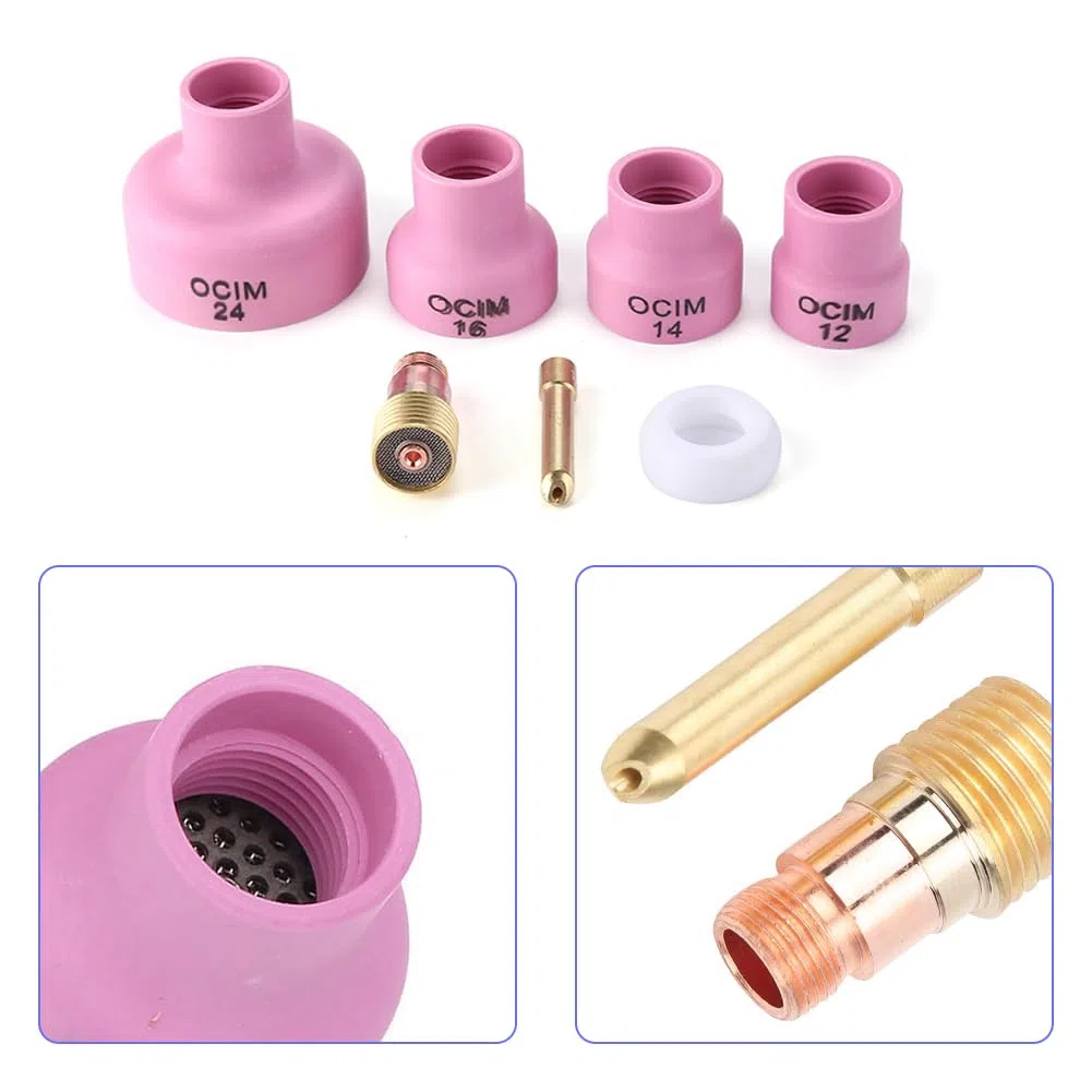 Set Di Tazze per Saldatura In Ceramica, Kit Tazza Tig In Ceramica Rosa Set Coppette Ceramica Allumina Set Per Torcia Altre Attrezzature e Accessori Per Gas Wp-17/18/26 1,6