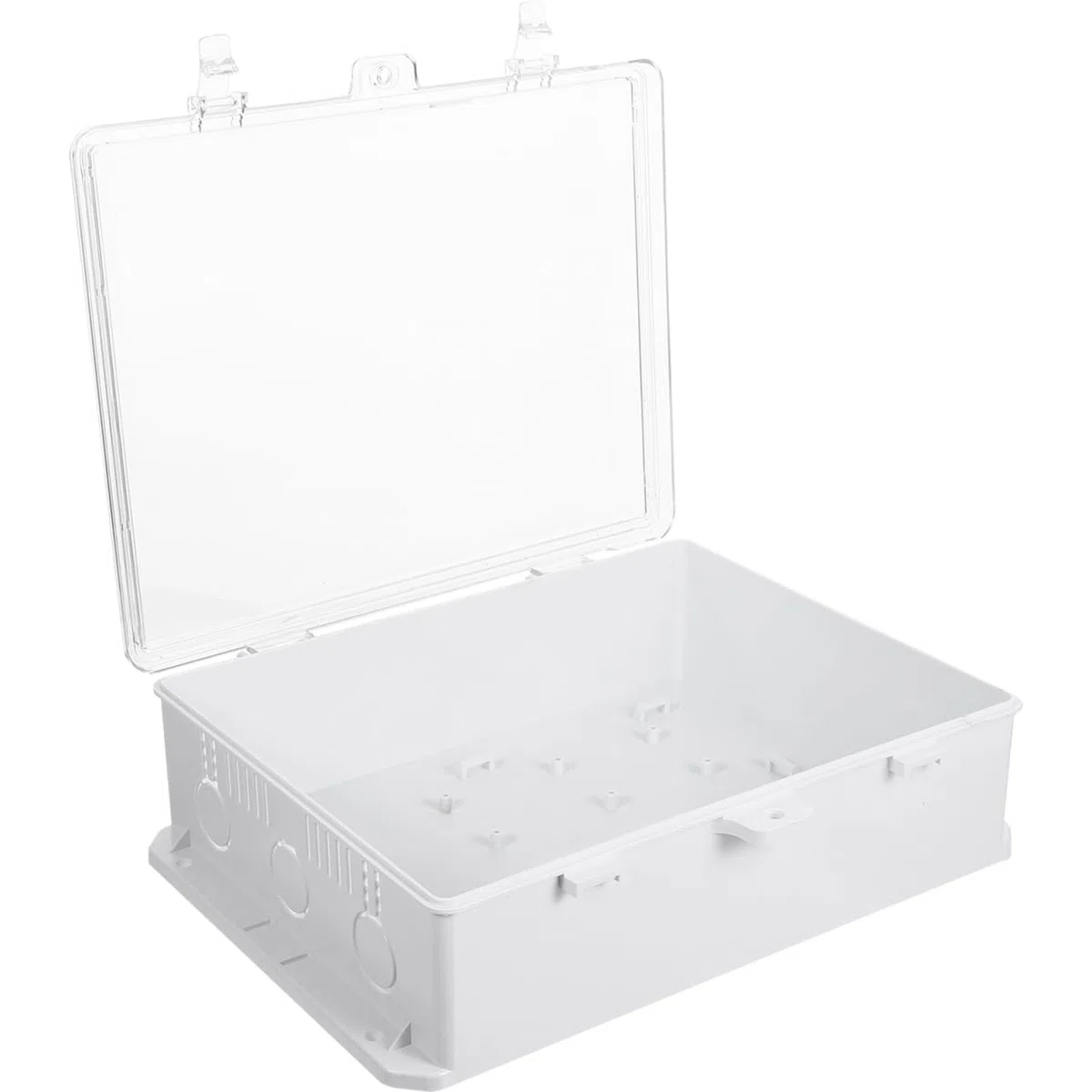 NOLITOY Scatola di distribuzione esterna impermeabile, alloggiamento in plastica con coperchio trasparente, resistente alle intemperie, per impianti di sicurezza, scatola elettrica resistente alle
