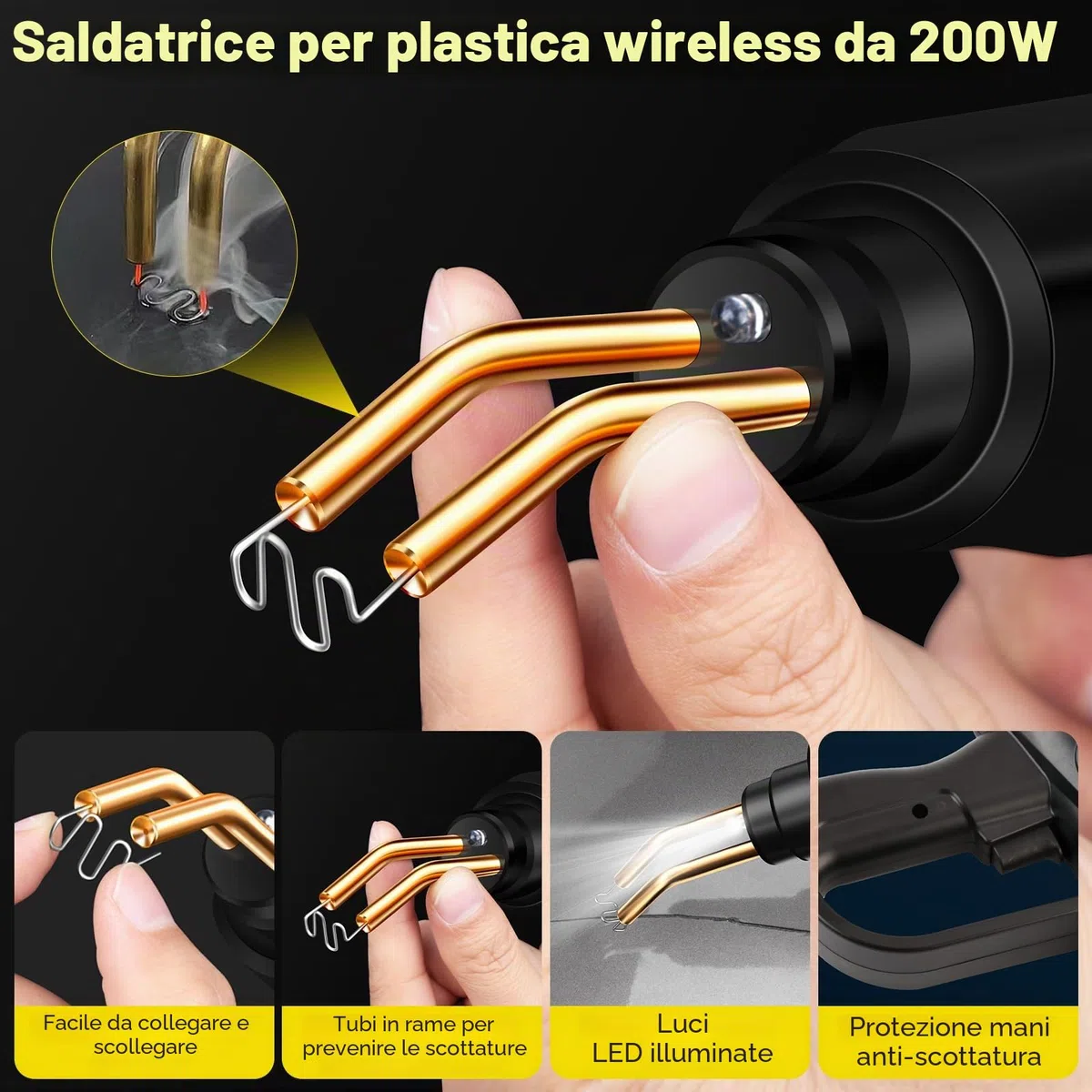 200W Saldatrice per Plastica, Kit di Riparazione Paraurti Auto con 1000pcs 6 Tipo Graffette, Plastica Saldatrice Kit, Kit di Plastica Riparazione Saldatura per Auto Paraurti/Auto Ricambi
