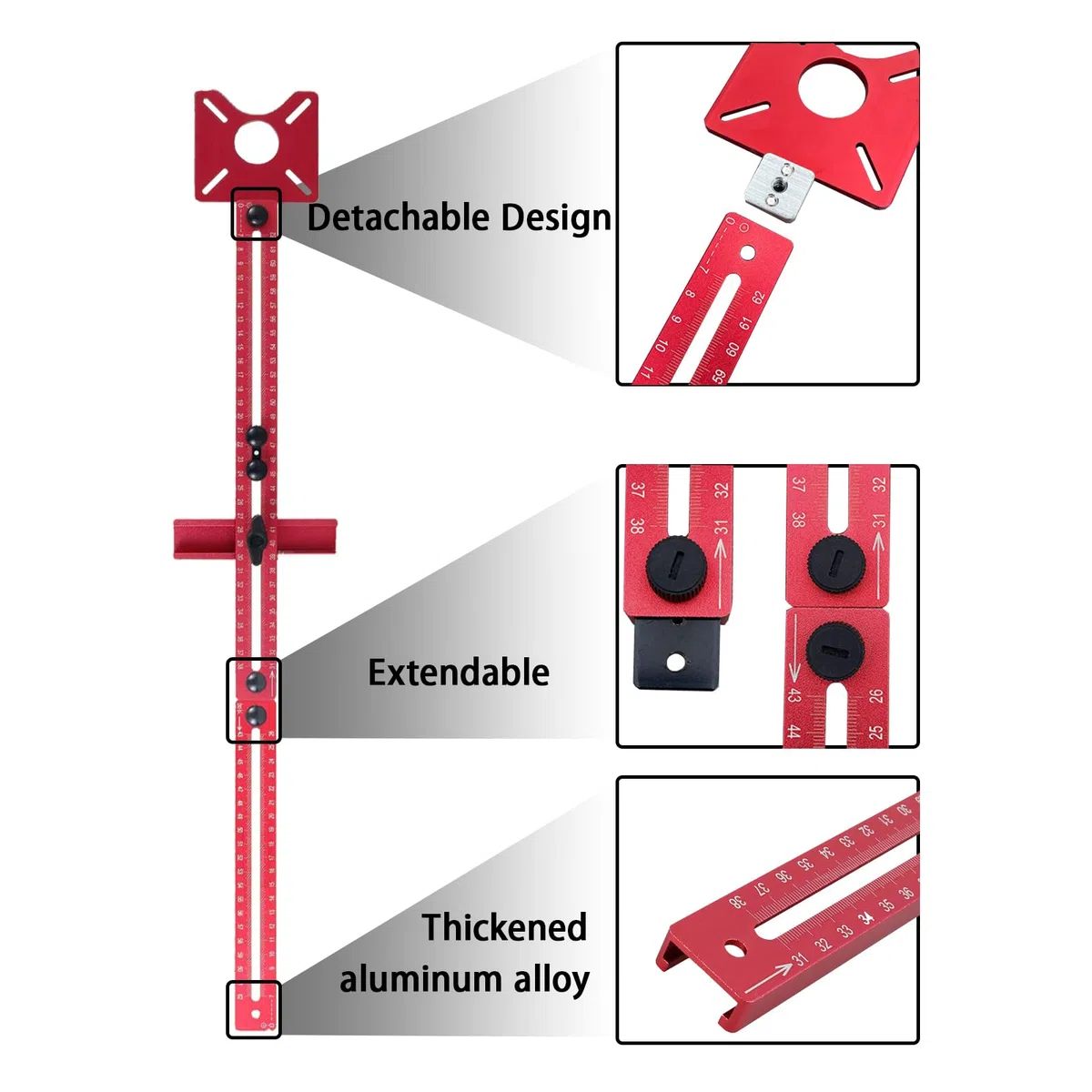 Staffa 4 in 1 per Fresatura per Router, Maschera Hardware per Armadietto, Maschera da Taglio Circolare, Multifunzionale Regolabile, Modelli di Router, Rosso