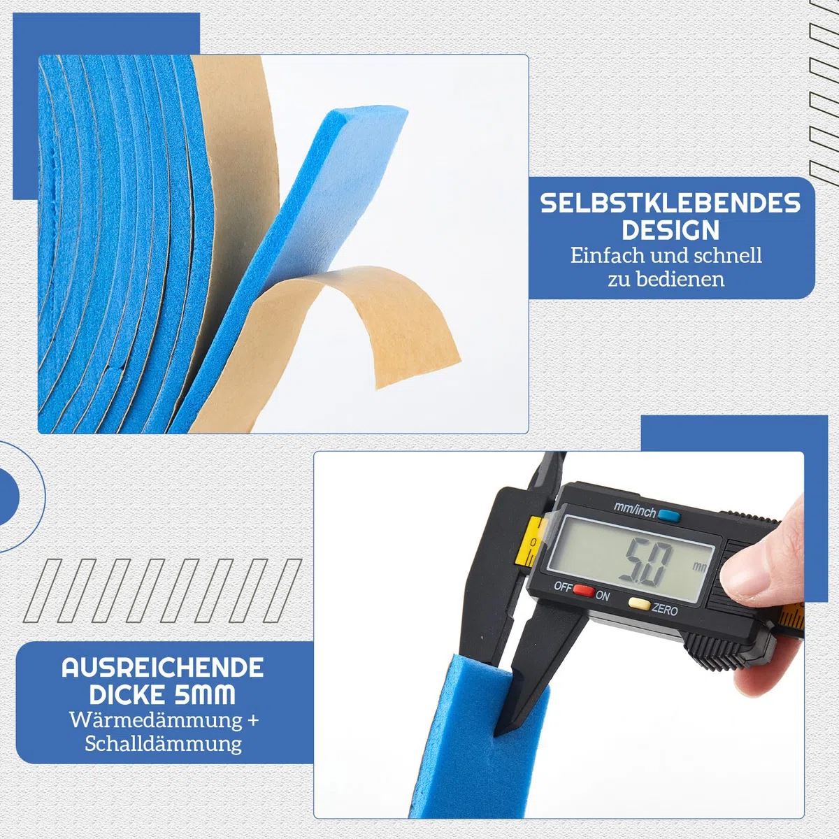 Xuniea Autoadesivo per Composto Autolivellante Nastro per Giunti di Dilatazione per Isolamento Striscia Isolante Perimetrale Autoadesivo Parete Divisoria Riscaldamento(3 cm x 30 m,Blu)