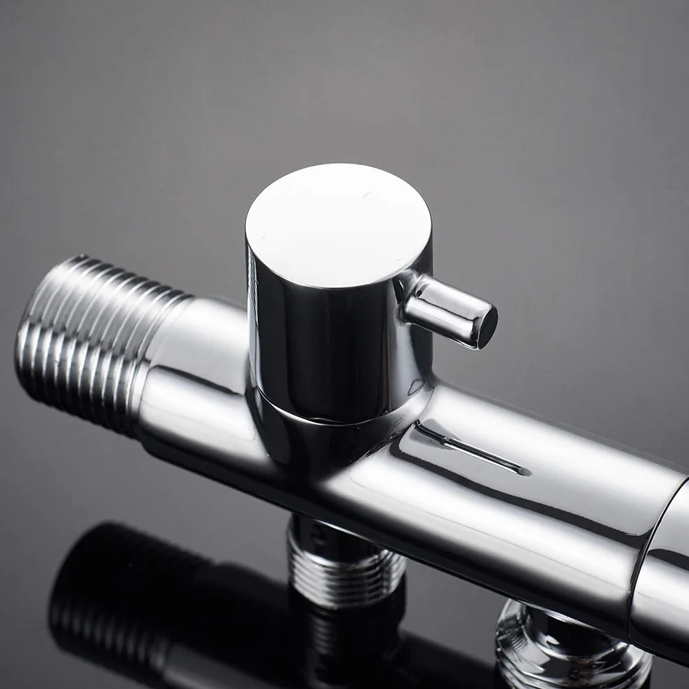 Ibergrif, Valvola ad Angolo a Due Uscite 1/2 '' e 3/8'', Rubinetto a Squadra, Sottolavabo, Cromo
