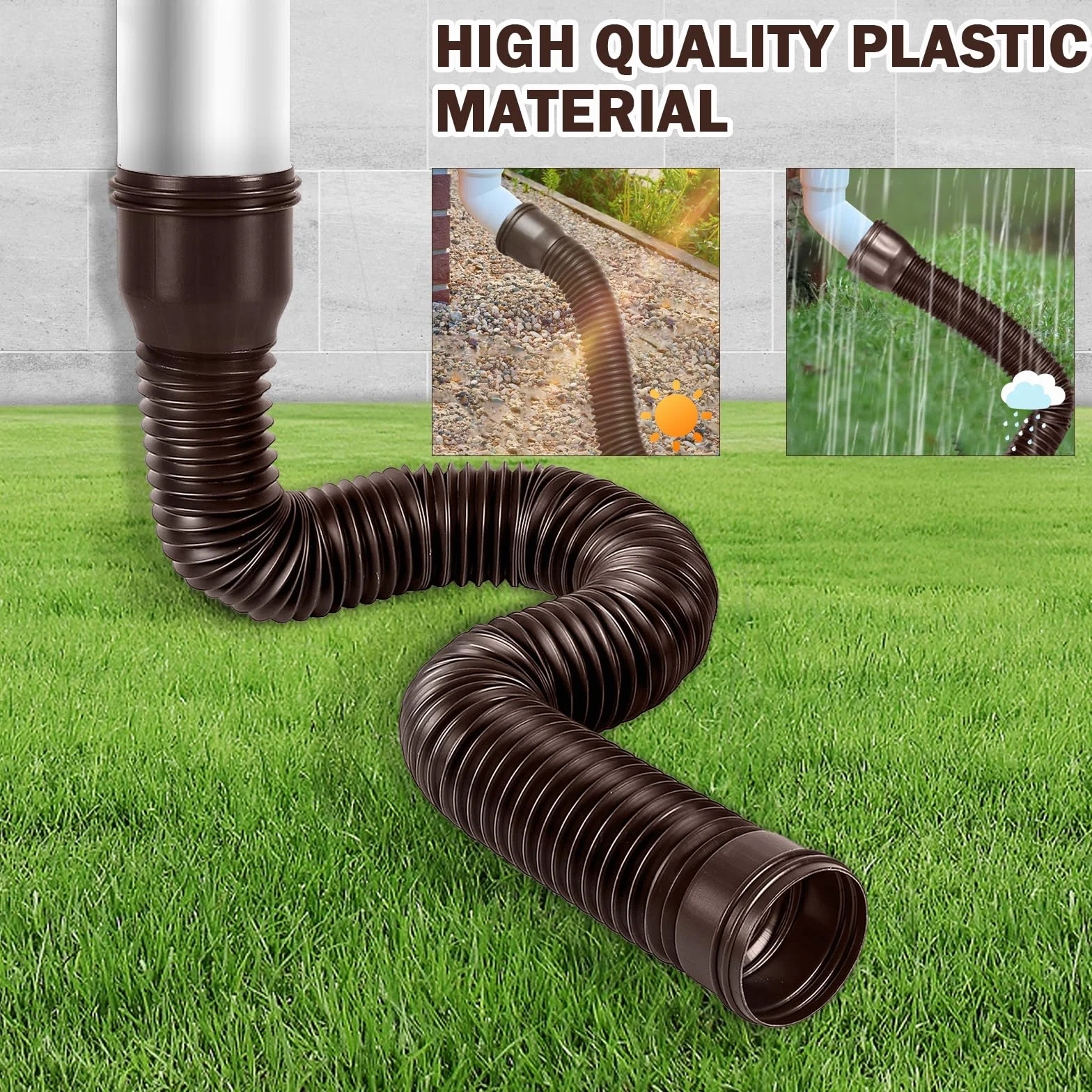 1 prolunga flessibile per tubo di scarico 80/100 mm, allungabile da 47 a 150 cm, grondaie (marrone)