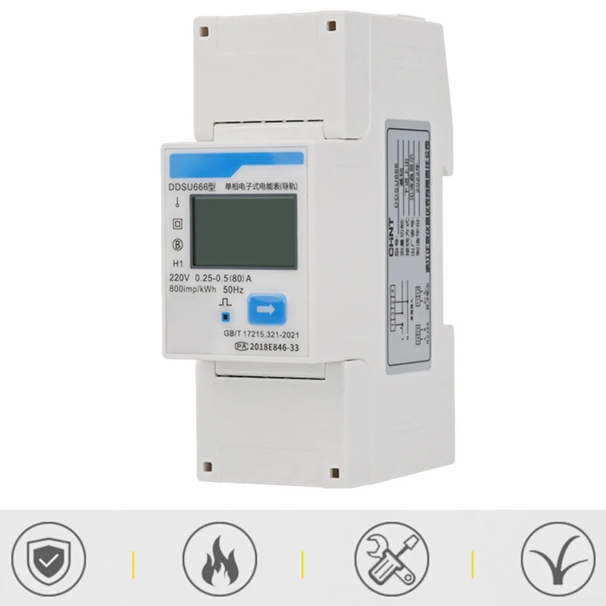 Misuratore di energia intelligente,Misuratore di corrente elettrica,Ferrovia del contatore di elettricità DIN,DDSU666 Meter Elettricità Monofase Rail,DIN RS485 Smart Energy Power