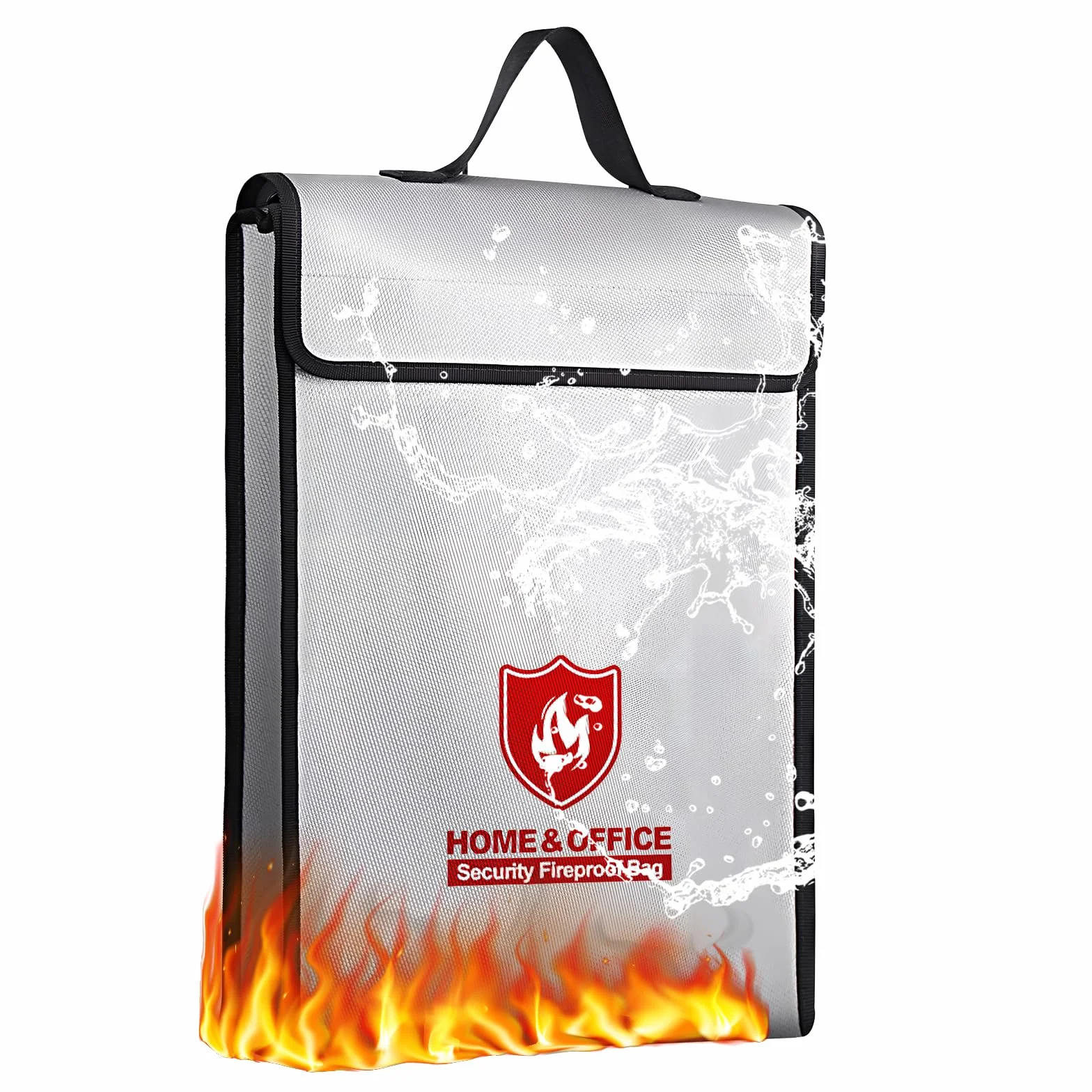 Borsa per Documenti Ignifuga, Borsa Ignifuga di Sicurezza 38x32x8cm, Sacchetti Ignifughi per Documenti e Denaro 1200℃, Porta Documenti Impermeabile per Documenti, Denaro