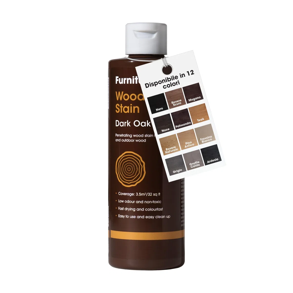 Furniture Clinic Mordente per il legno (rovere scuro) - Ad asciugatura rapida, altamente concentrato e facile da applicare - Mordente per tutto il legno interno o esterno - 250ml