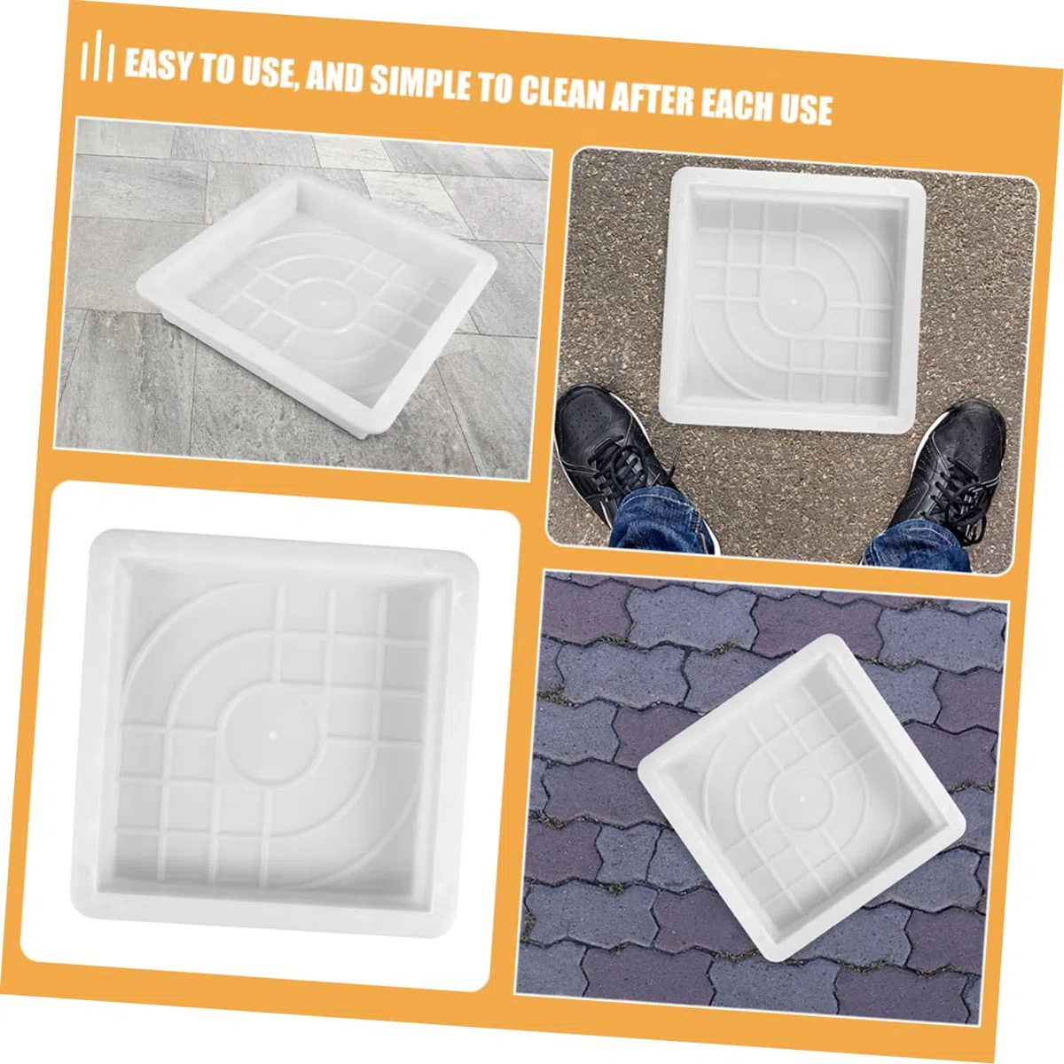 SUPVOX Stampo per Pavimento Esterno in Plastica Bianco 2 Pezzi per Mattoni e Vialetti, Facile da Pulire, per Fai da Te e Percorsi in Giardino