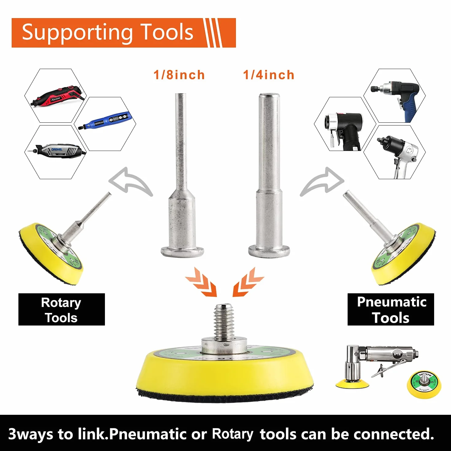 Tshya Confezione da 270 dischi abrasivi da 5,1 cm, kit di varietà per smerigliatrice per trapano, utensili rotanti, accessori per smerigliatrice con gambo da 1/8" e 1/4", cuscinetti abrasivi con grana