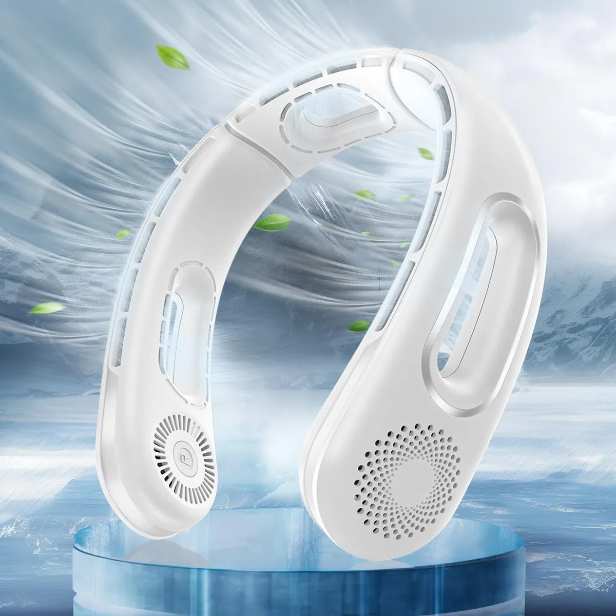Ventilatore da Collo, Ventilatore Portatile Ricaricabile Senza Lama, Personale A Batteria Da 5200mAh, Indossabile a Mani Libere con 4 Velocità, Regolabile, Silenziosa - Bianco