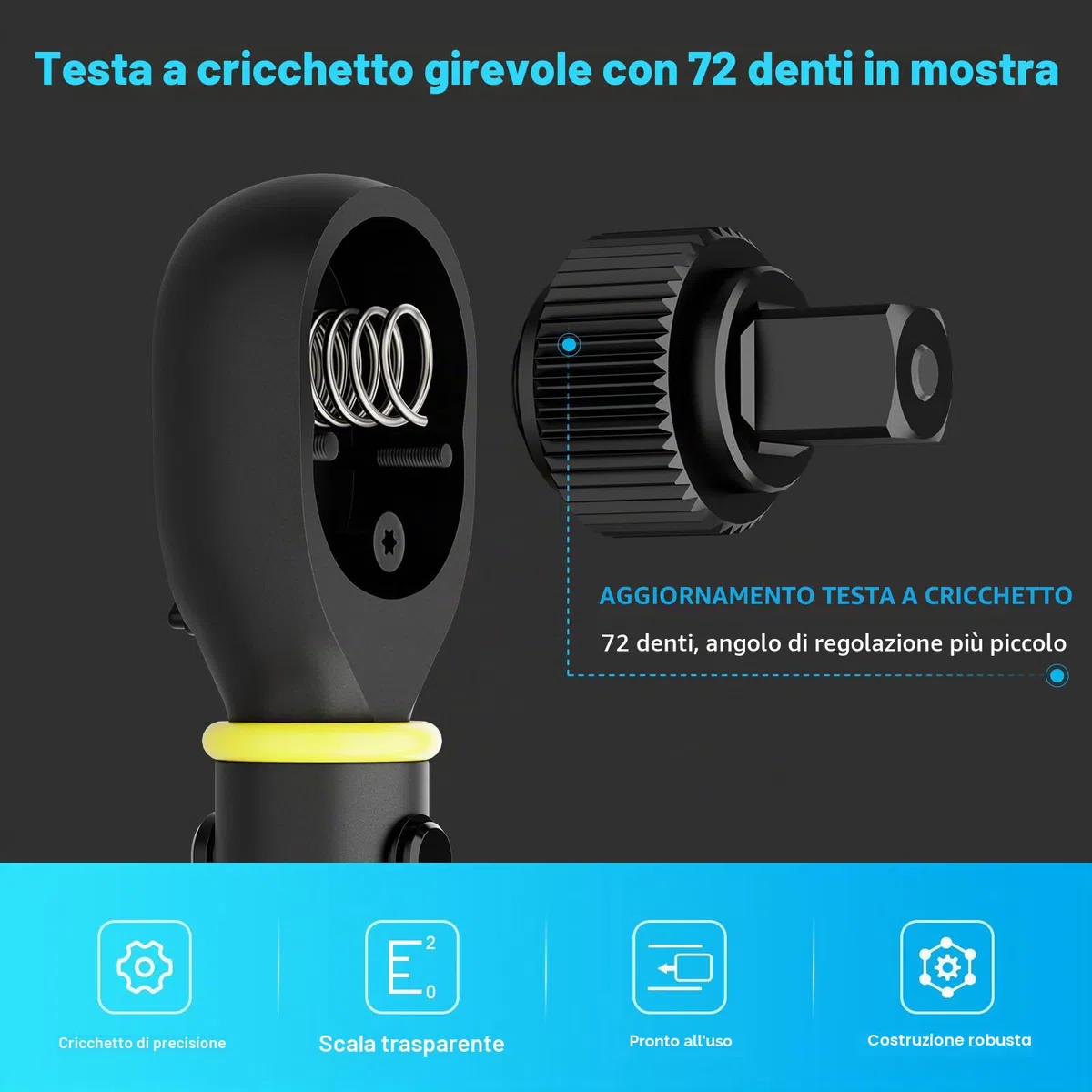 ANPUDS Chiave Dinamometrica 1/4”, 1-25Nm Bici e Moto Chiave Dinamometrica Set, 0.1nm Micro Adjustments, Precisione ± 3%, 72 Denti Chiavi Dinamometriche per Bici da Strada e Mountain, Moto