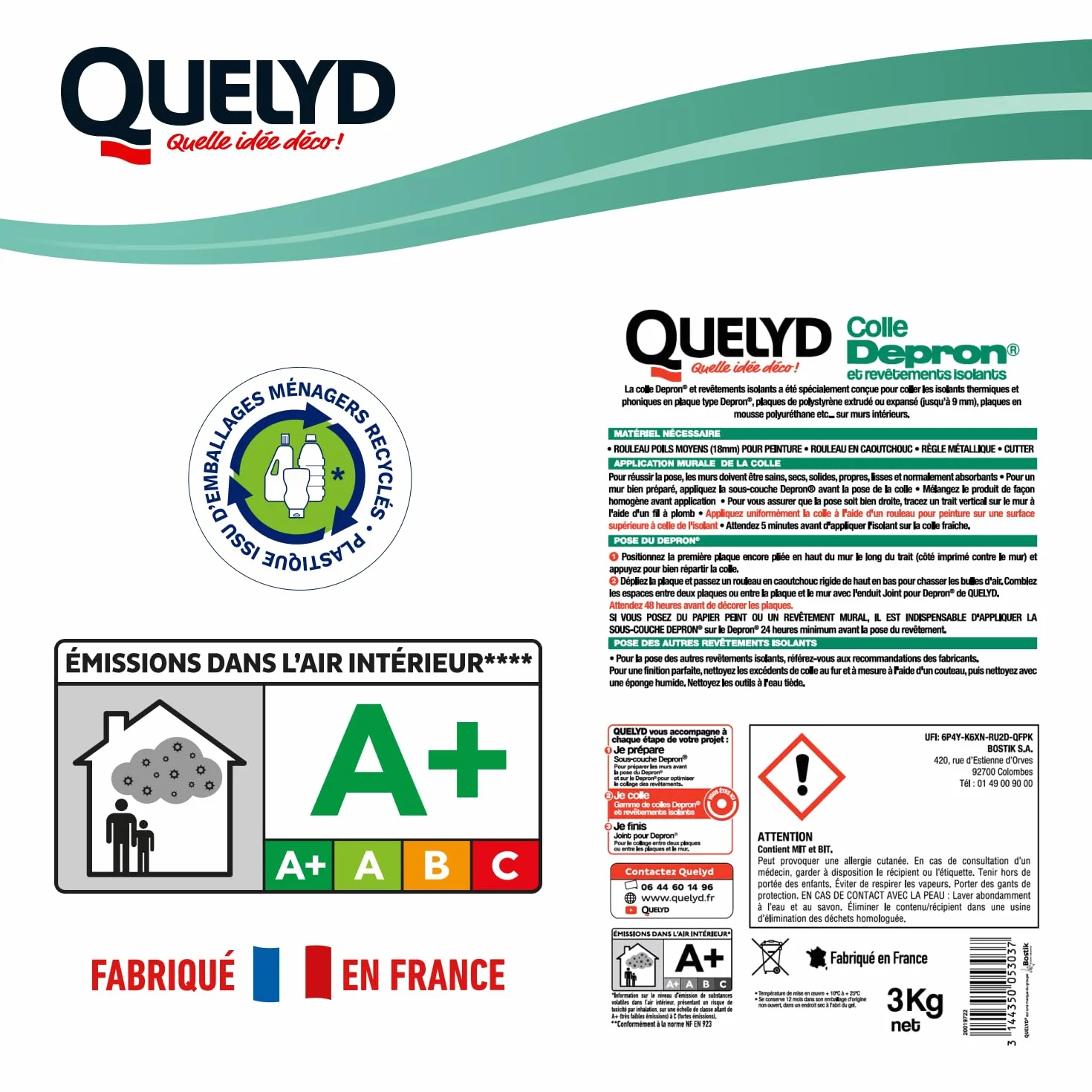 Quelyd Depron Secchio 3 kg Colles, Bianco