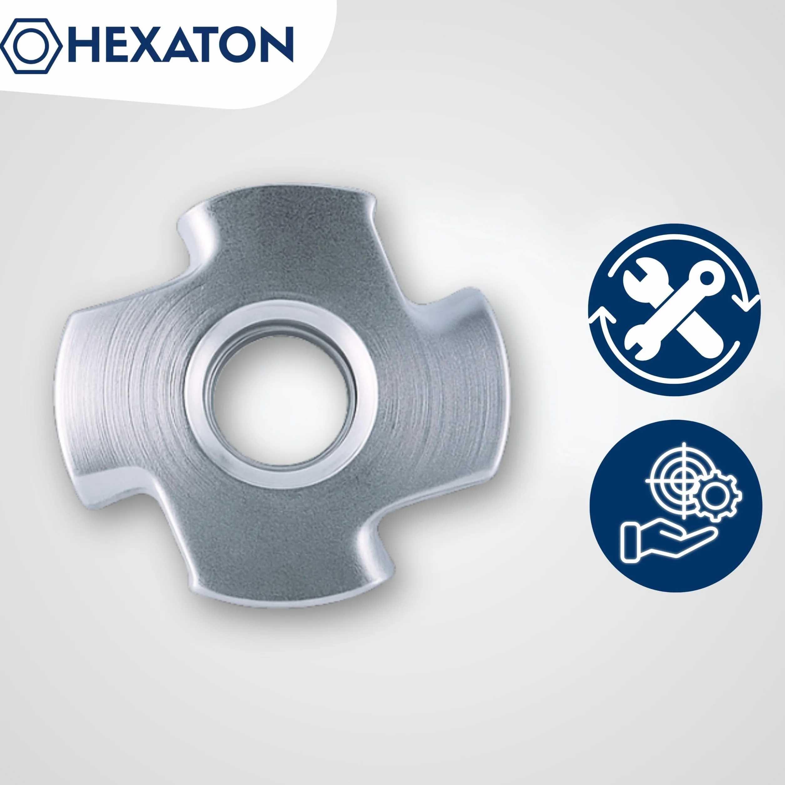 HEXATON Dadi a Griffe M6 x 15 mm - 100 Pezzi - Acciaio Zincato - Dadi a T con 4 Griffe per Legno Falegnameria e Montaggio Mobili