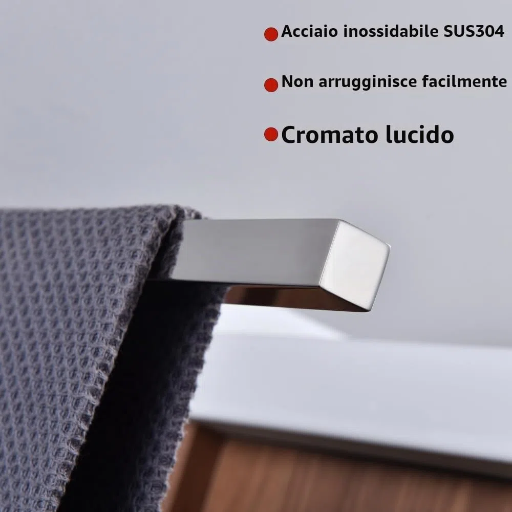 Porta Asciugamani Bagno Da Parete, Cromato 40CM,Acciaio Inossidabile,H4401HC