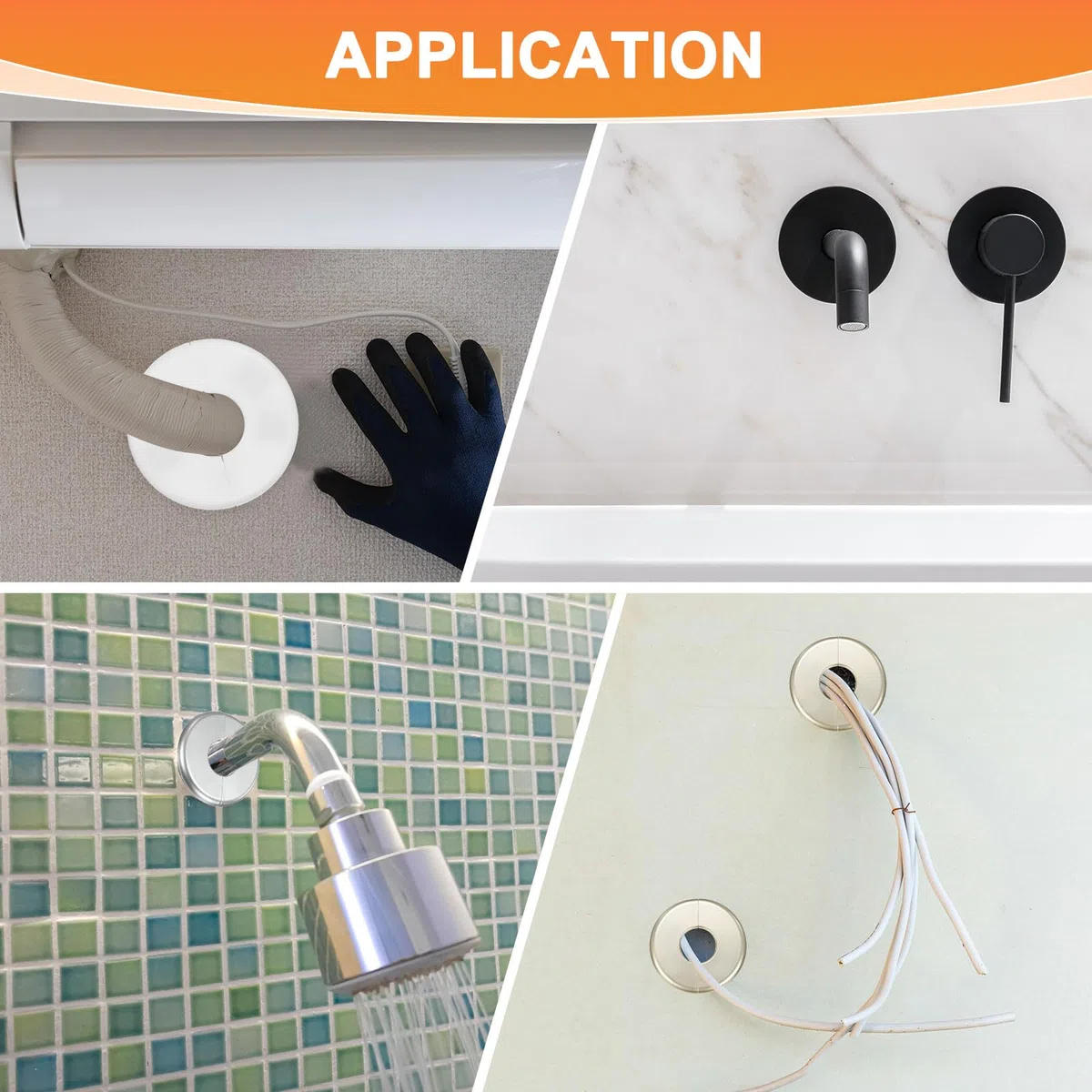 M METERXITY 3 Pcs Flangia Divisibile Da Parete, ABS Rotondo Autoadesivo Copripiastra Anello Per Accessori/Tubo Pavimento/Soffitto Diametro 20mm/0.79 Pollici [Argento, 7mm/0.28 Pollici H]