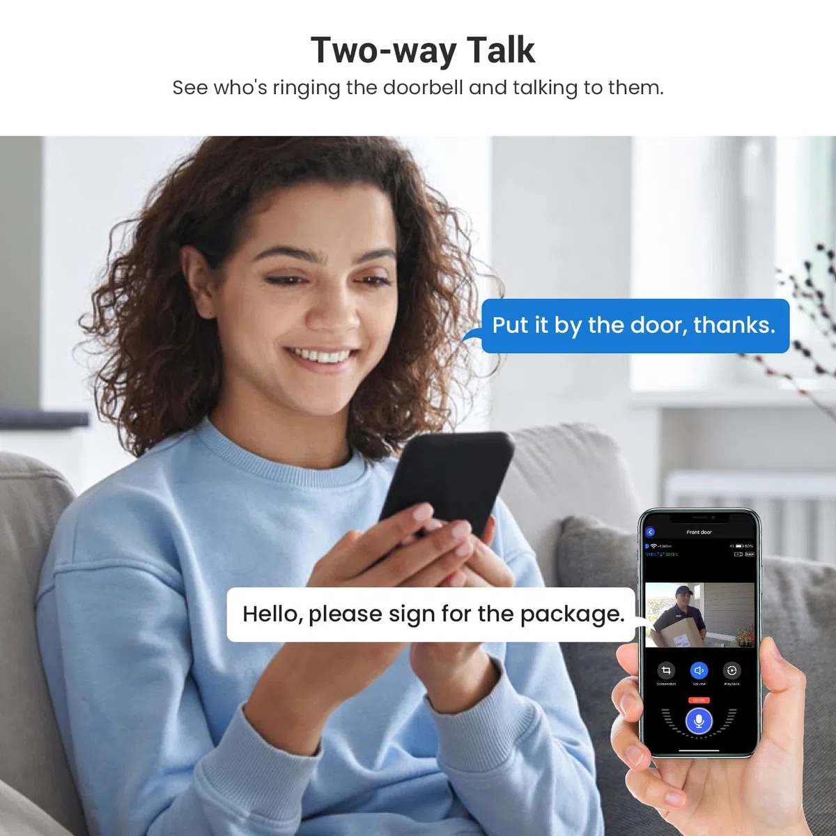 Videocitofono WiFi 1080P senza fili, rilevamento umano tramite intelligenza artificiale, conversazione a 2 vie, Wi-Fi 2,4 G, alimentato a batteria, archiviazione cloud, videosorveglianza