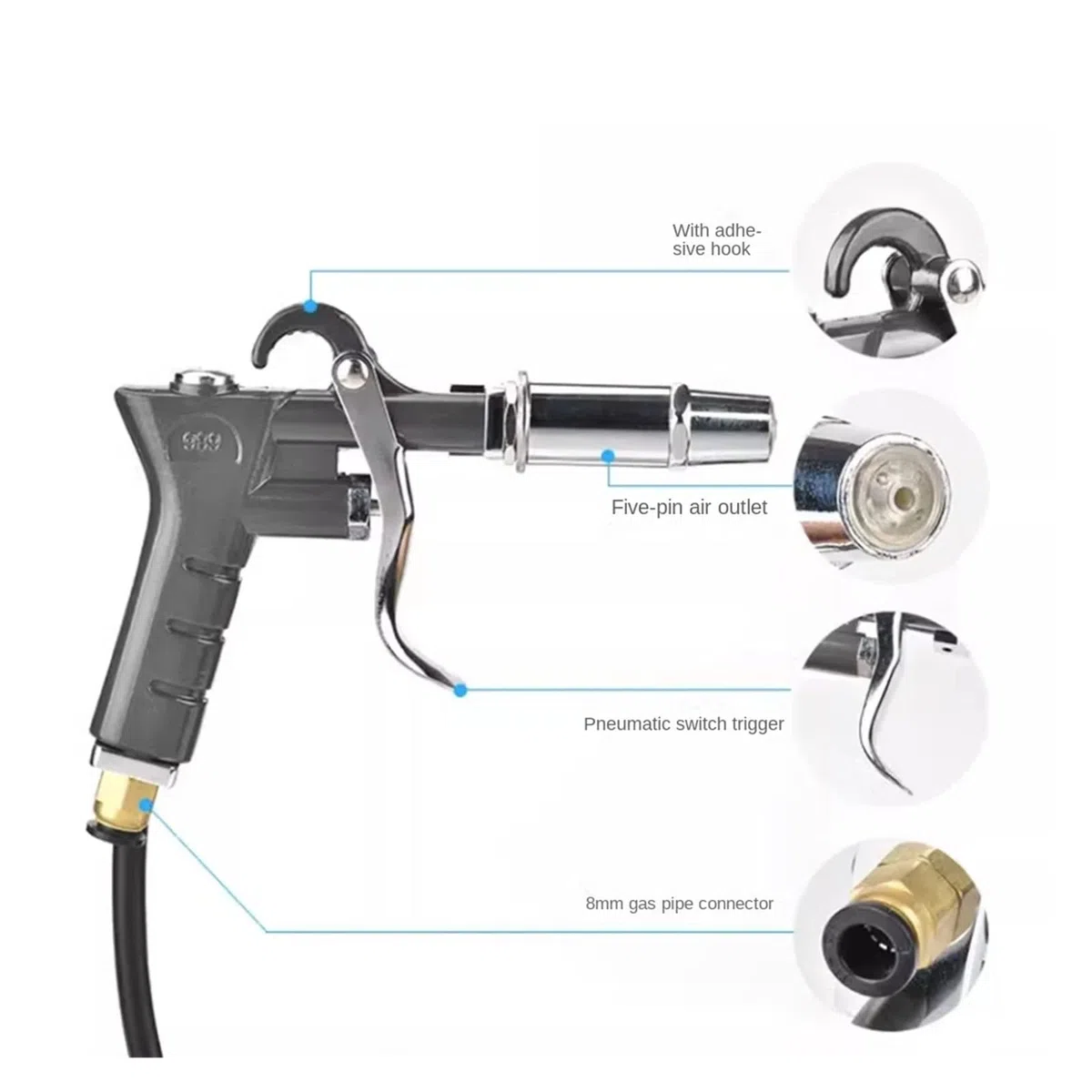 Pistola ad aria compressa antistatica Pistola ad aria ionizzante Pistola elettrostatica con generatore ad alta tensione Facile da usare per principianti e professionisti