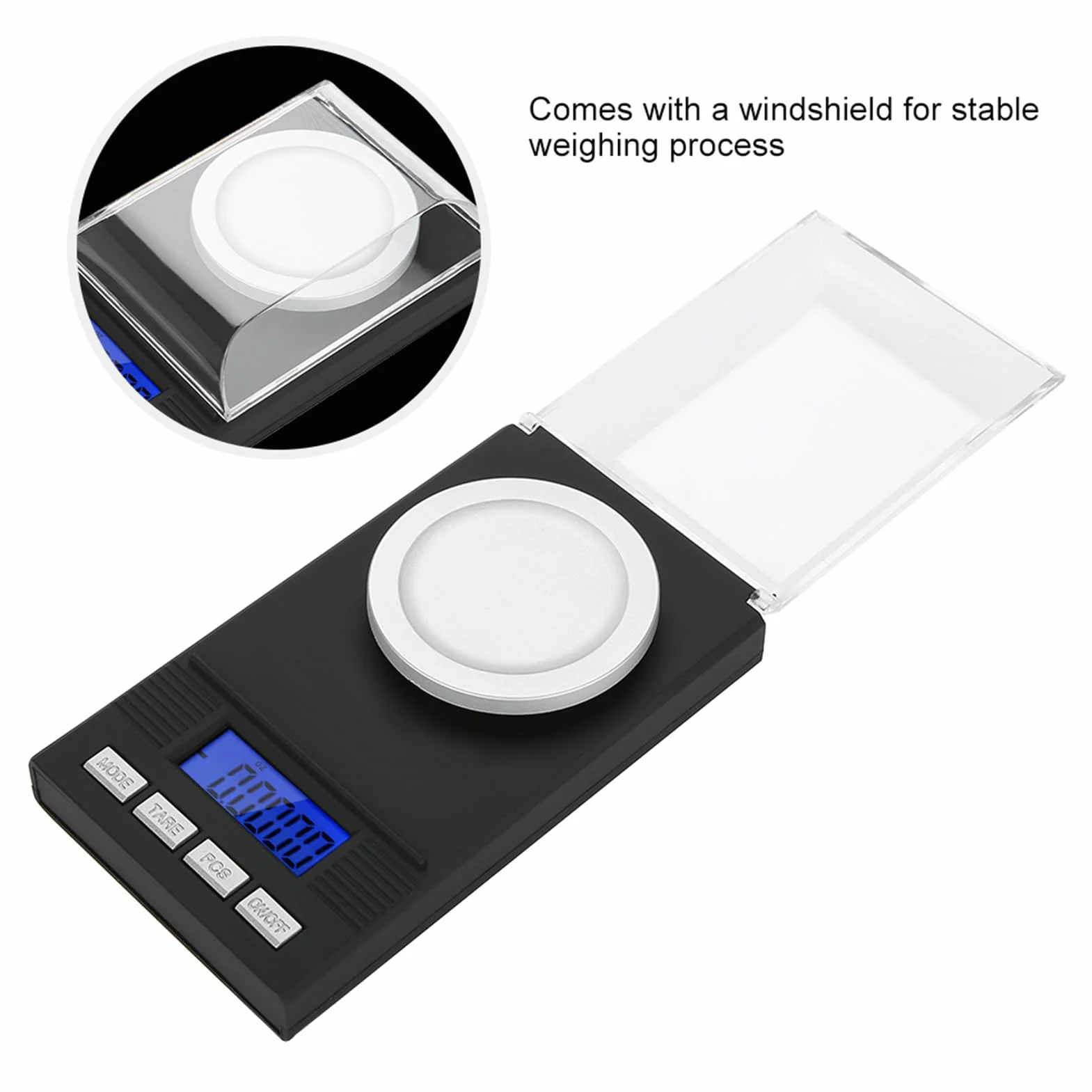 Bilancia di Precisione, 10G 20G 50G 100G 0.001G Conversione di Precisione di 6 Unità Bilancia Bilancia Digitale in Milligrammi per Gioielli con Schermo Digitale Retroilluminato Blu (10 g)