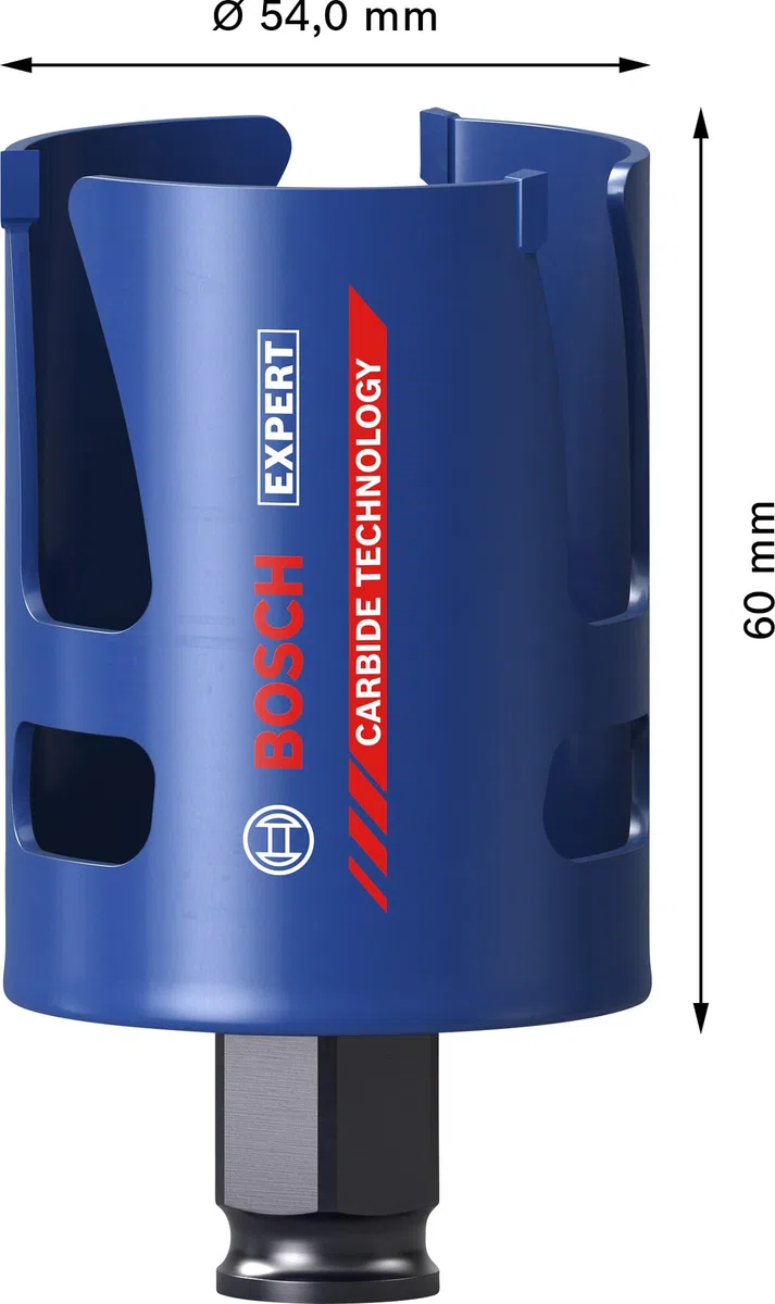 Bosch 1x Sega a tazza EXPERT Construction Material PC Plus (per Legno tenero, Truciolato, Ø 54 mm, Professional Accessorio Trapanoi)