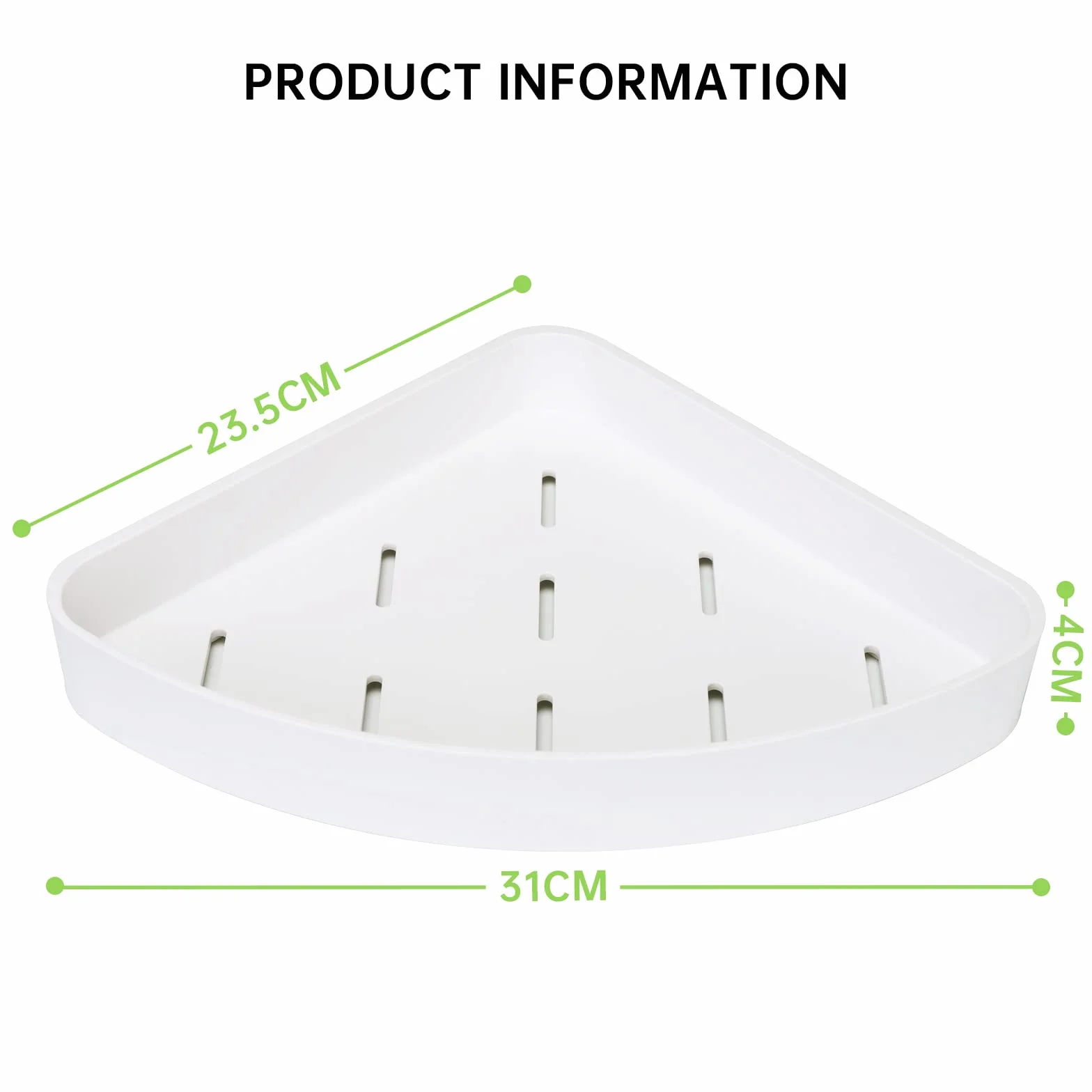 Toski Mensola da Angolo per Bagno, Porta Doccia, 2 Pezzi, Senza Foratura, Bianco, Organizzatore con 4 Ganci