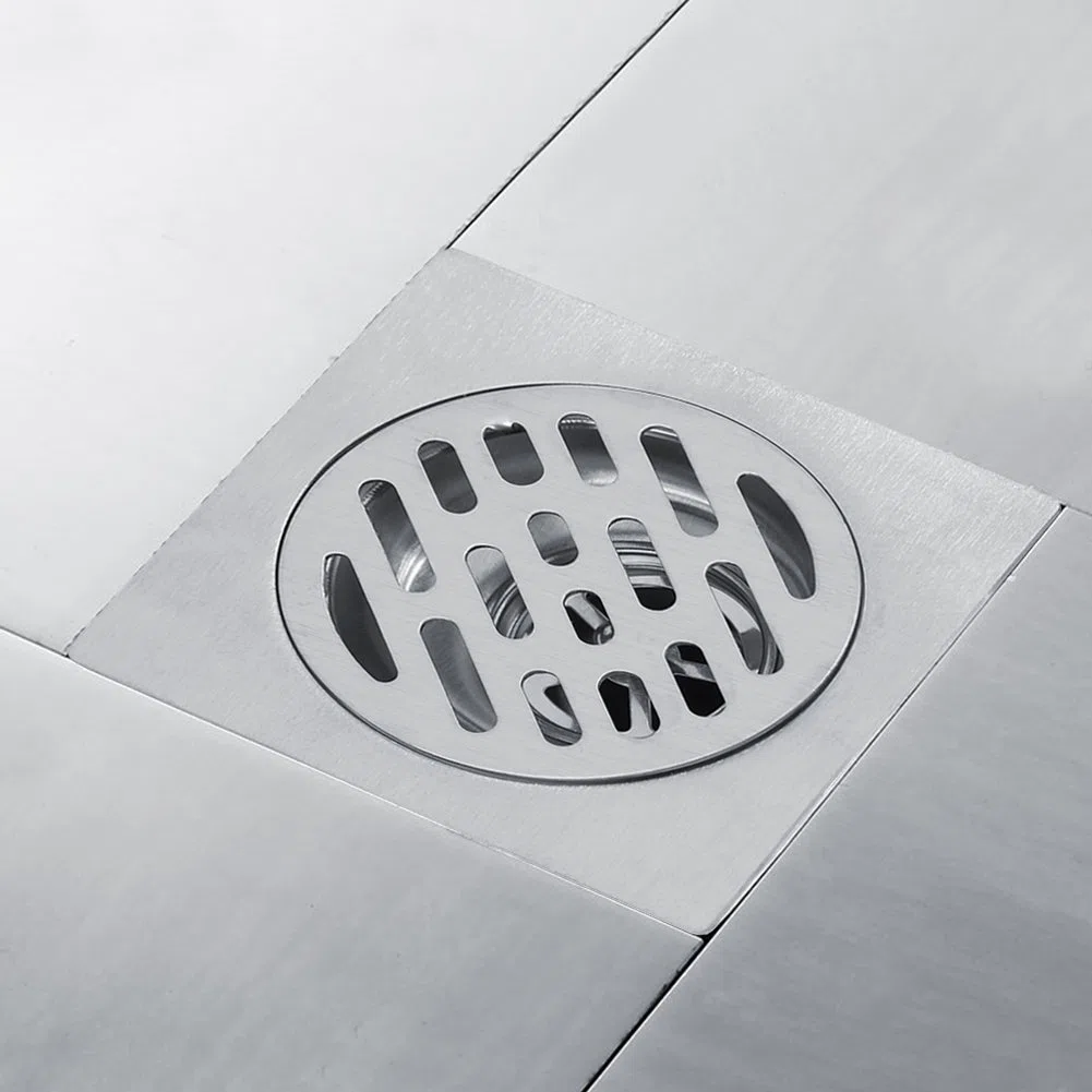Scarico a pavimento in cciaio inox 304 antiodore a 4 pollici con filtro rimovibile per Bagno Doccia Quadrata WC Filtro da Giardino Antiruggine