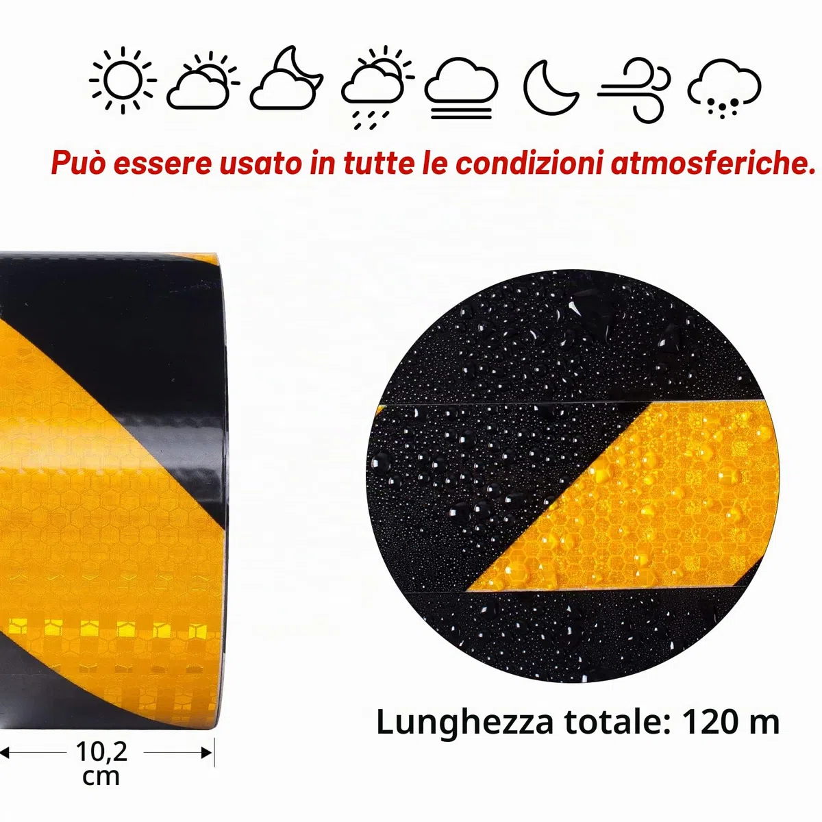 Nastro riflettente giallo e nero 10,2 cm x 33ft impermeabile nastro adesivo adesivo di sicurezza nastro di avvertimento evidente per veicoli, auto, rimorchi, esterni