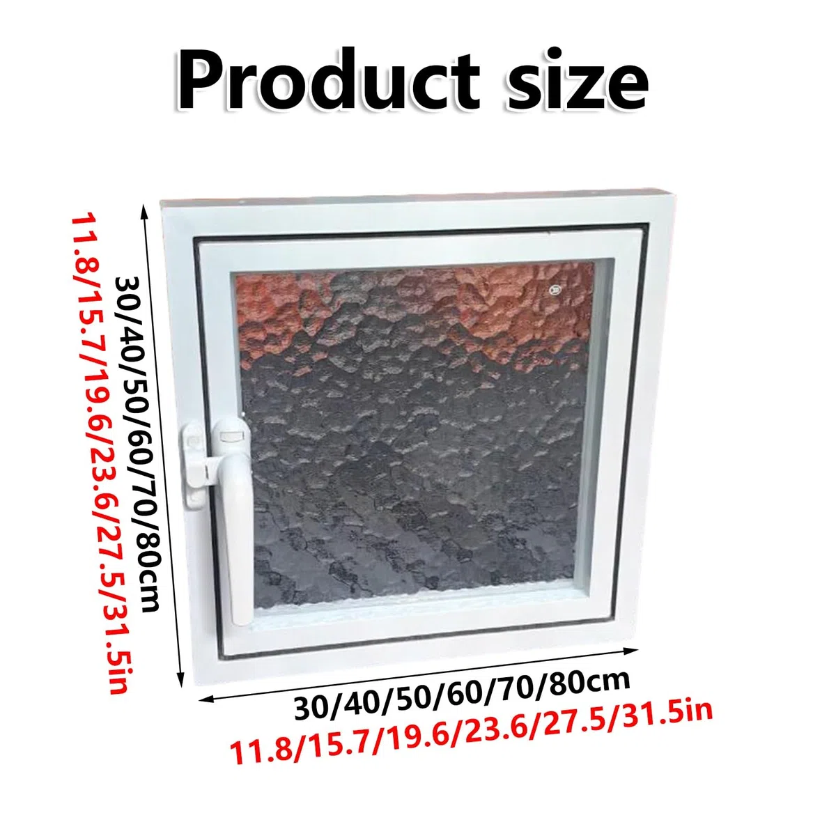 Finestra Di Ventilazione Della Lega Di Alluminio, Finestra A Oblò In Vetro Temperato Con Maniglia, Per Bagno, Seminterrato(White,50cm/19.6in)