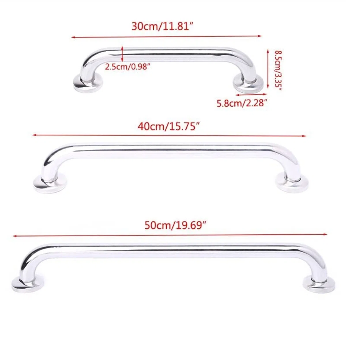 Cardrail Grab Bar 30 / 50Cm in Acciaio Inox Bagno in Acciaio Inossidabile Barra, Supporto per la Sicurezza Della Doccia Maniglia Portasciugamani Applicabile a Bambini Anziani Bambini Antiscivolo/