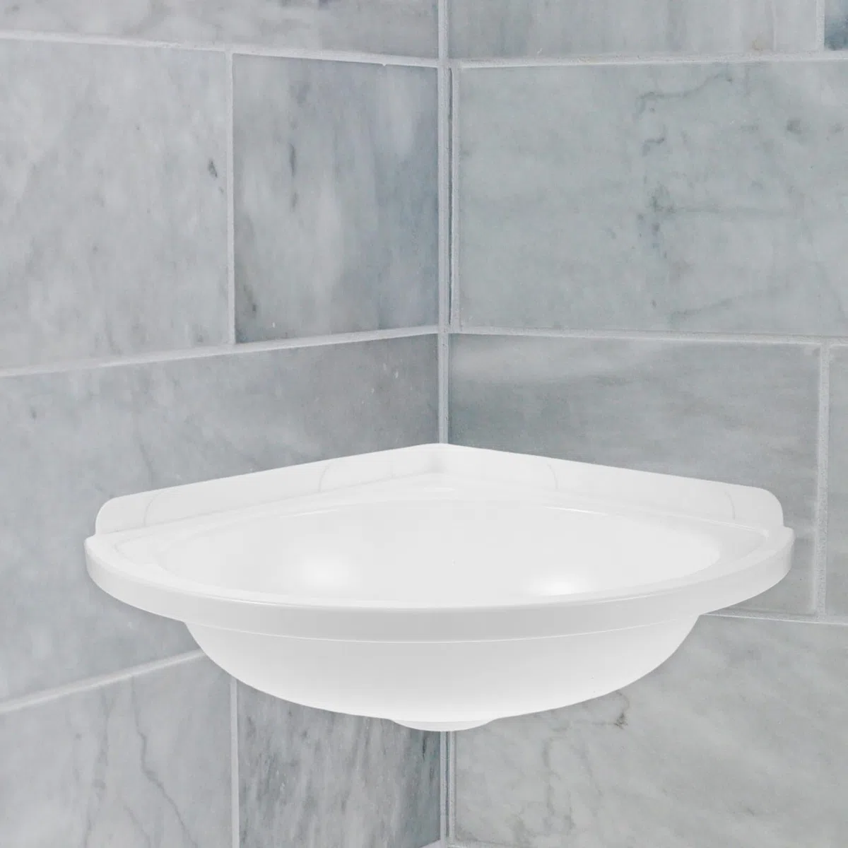 Yardenfun Lavandino Angolare Bianco da Muro in Plastica Leggero con Flusso D'acqua Regolare, Lavabo Triangolare Moderno per Spazi Esterni e Bagno Compatto