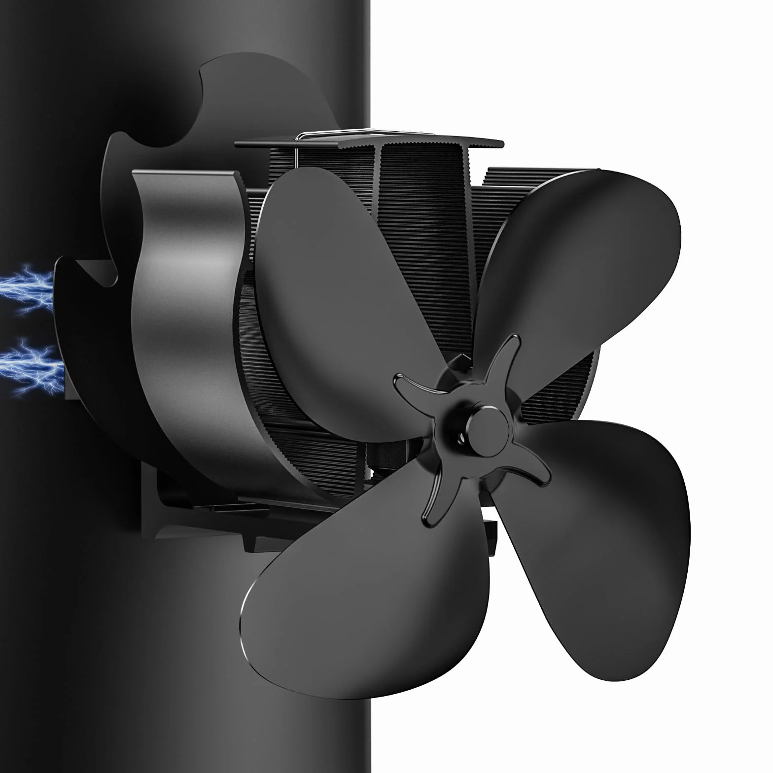6 Pagine Ventilatore per Camino, Ventilatore per Camino non Elettrico, Silenzioso per Stufa a Legna, per Stufe a Legna/Ceppi/Vamino/Stufa (4 Foglie-2)