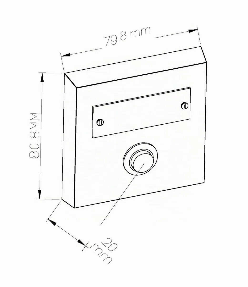 HUBER campanello a pulsante montato in superficie in metallo - con targhetta - pulsante in ottone cromato - campanello porta anteriore