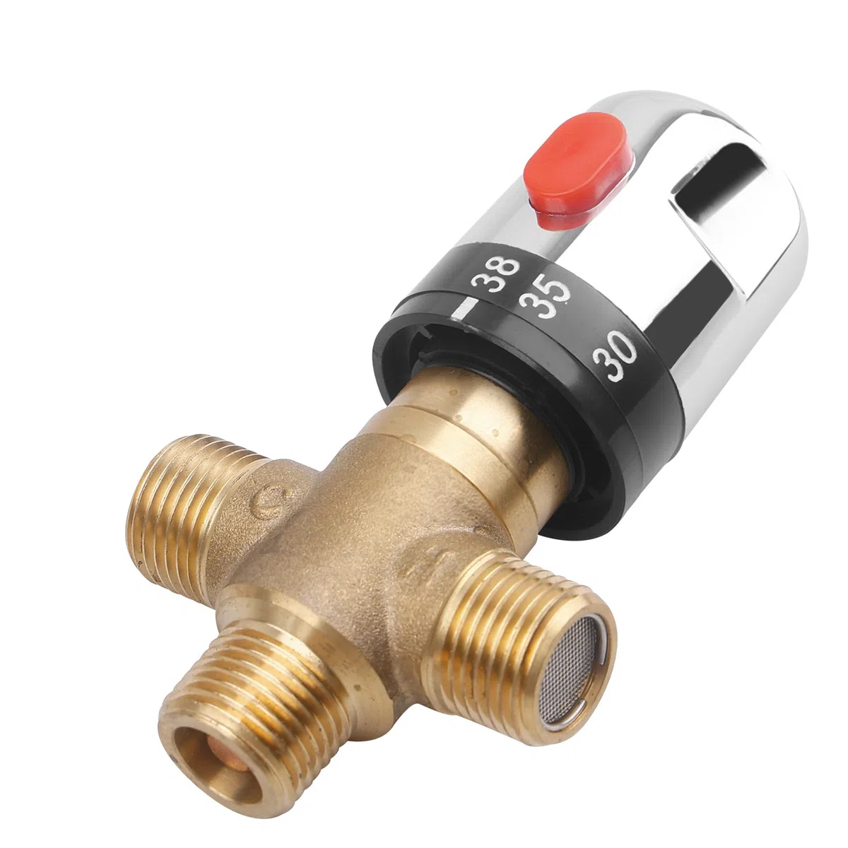 Termostato valvola di miscelazione G1/2 pollici 3 vie – Miscelatore termostatico in ottone per sistema doccia bacino tubo – Miscelatore termostatico regolatore di temperatura acqua calda