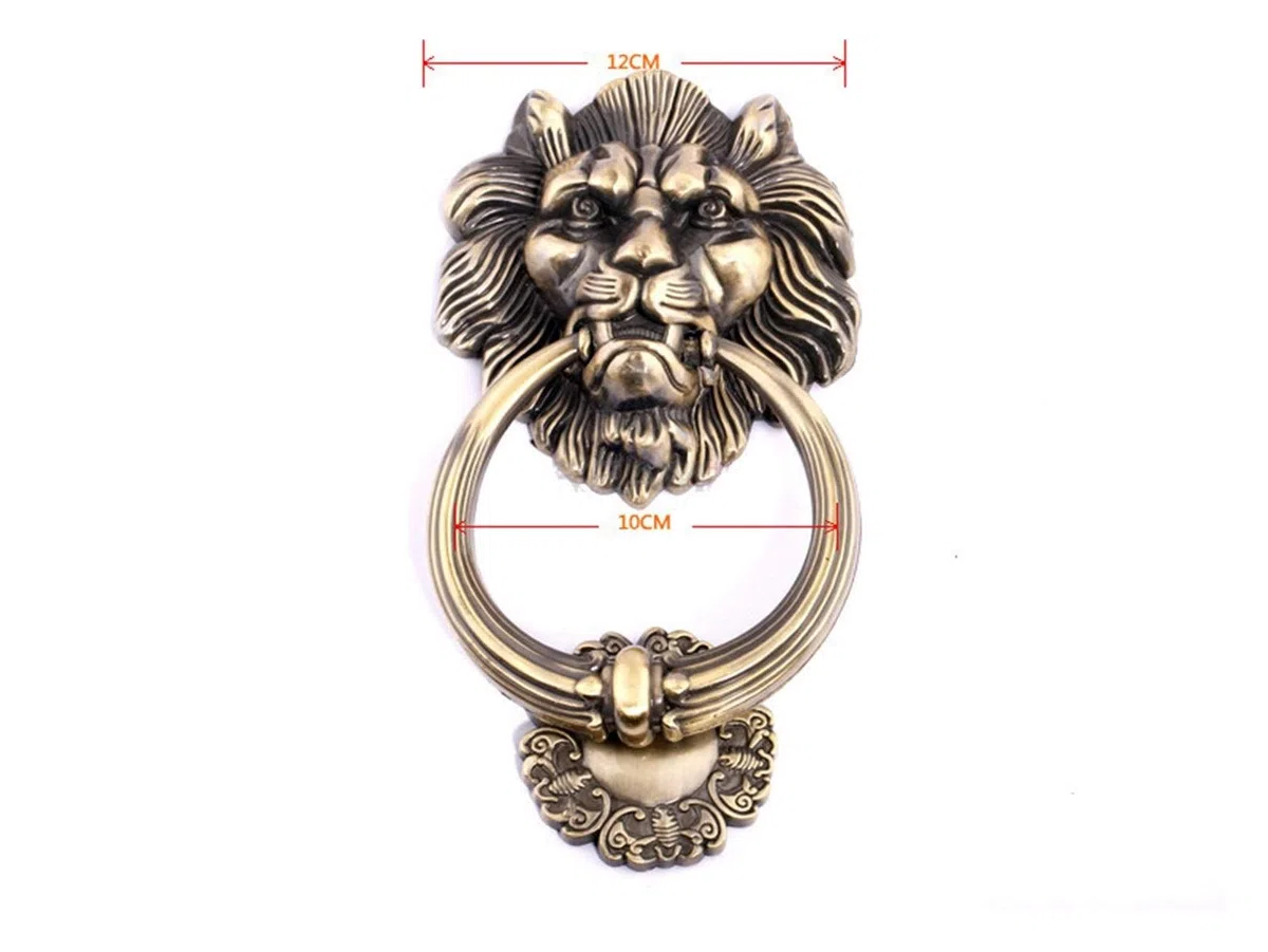 Battente Porta,Portone batacchio 1pcs 12cm Grande Leone Antique Doorknocker Batacchio Lionhead Doorknockers Lions Home Decor Legno Batacchio(4)